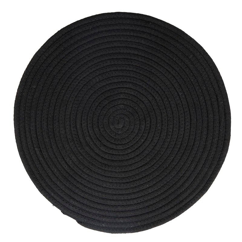 Assemble Demi Cotton Round Placemat 37cm Black