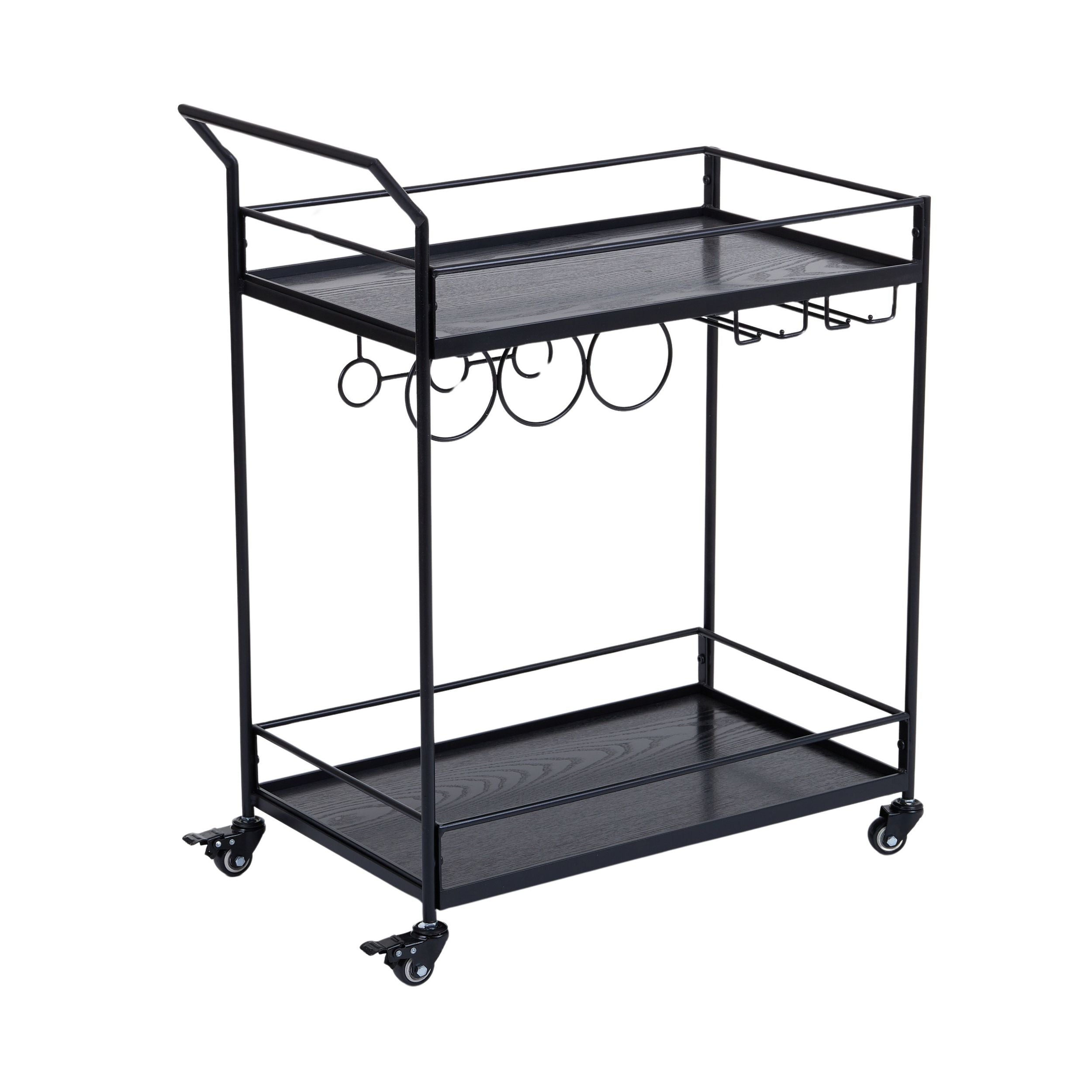 Coast To Coast Walker Metal Bar Cart Black