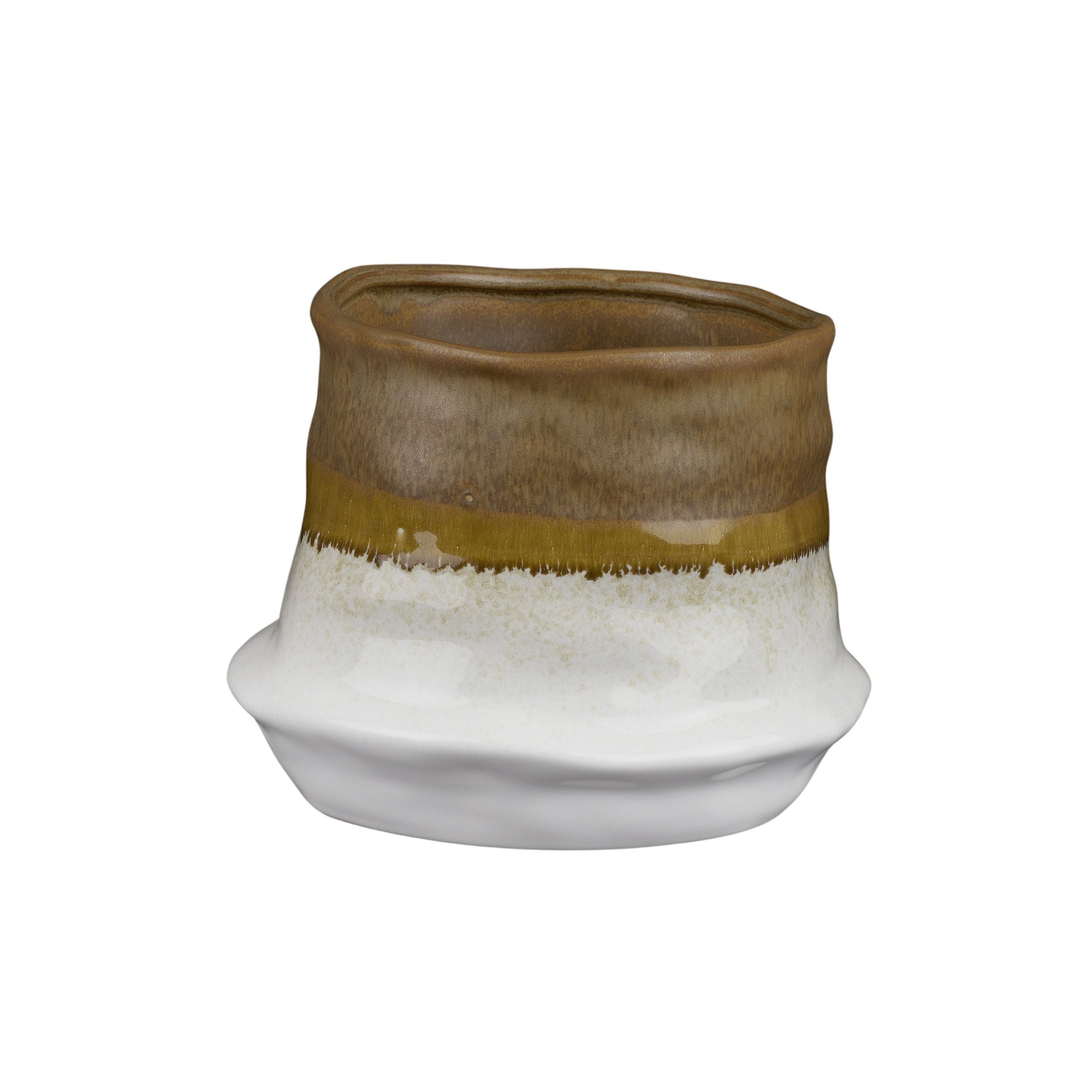 Life Botanic Amber Ceramic Pot White/Mustard