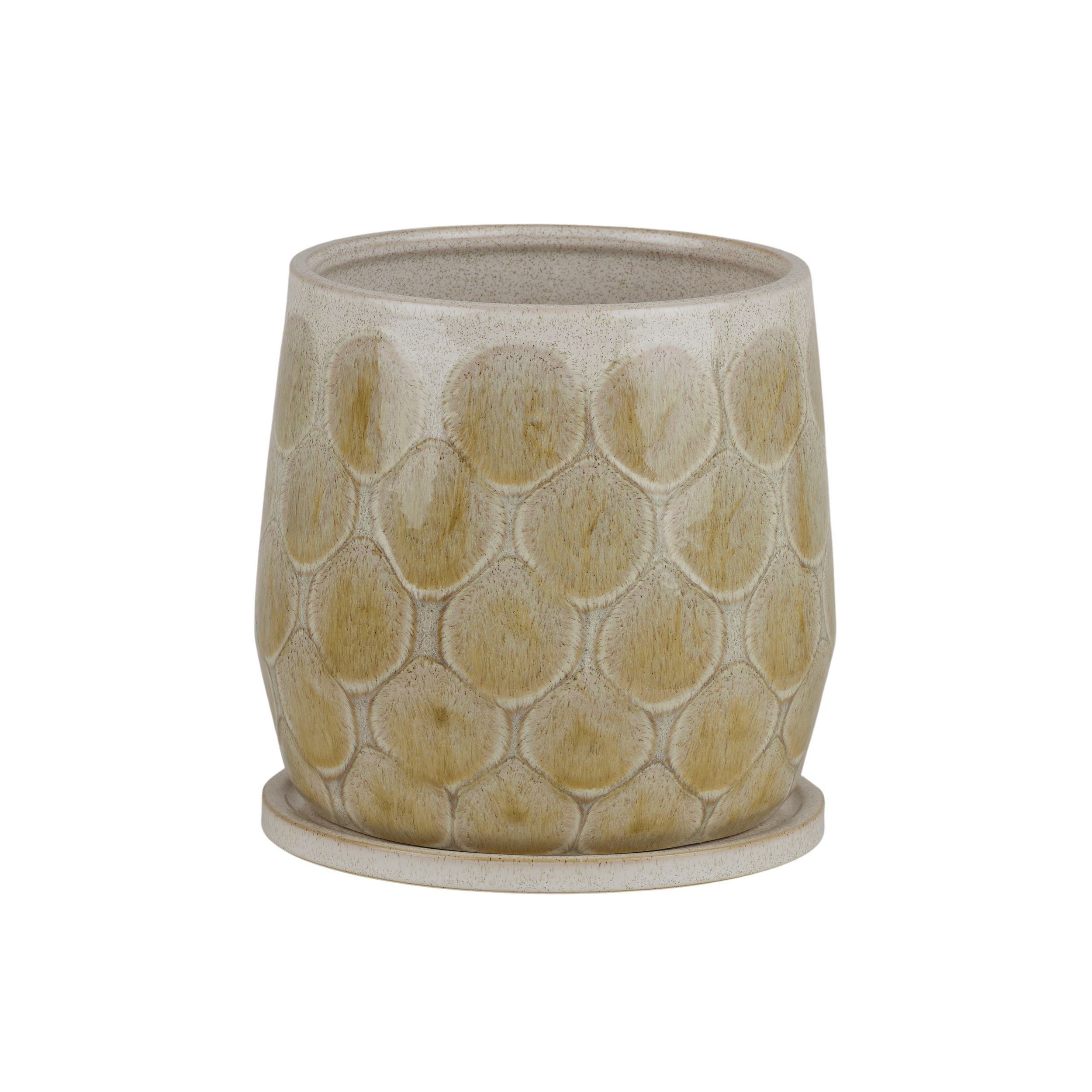 Life Botanic Eda Ceramic Pot with Saucer 22.5x22cm Natural