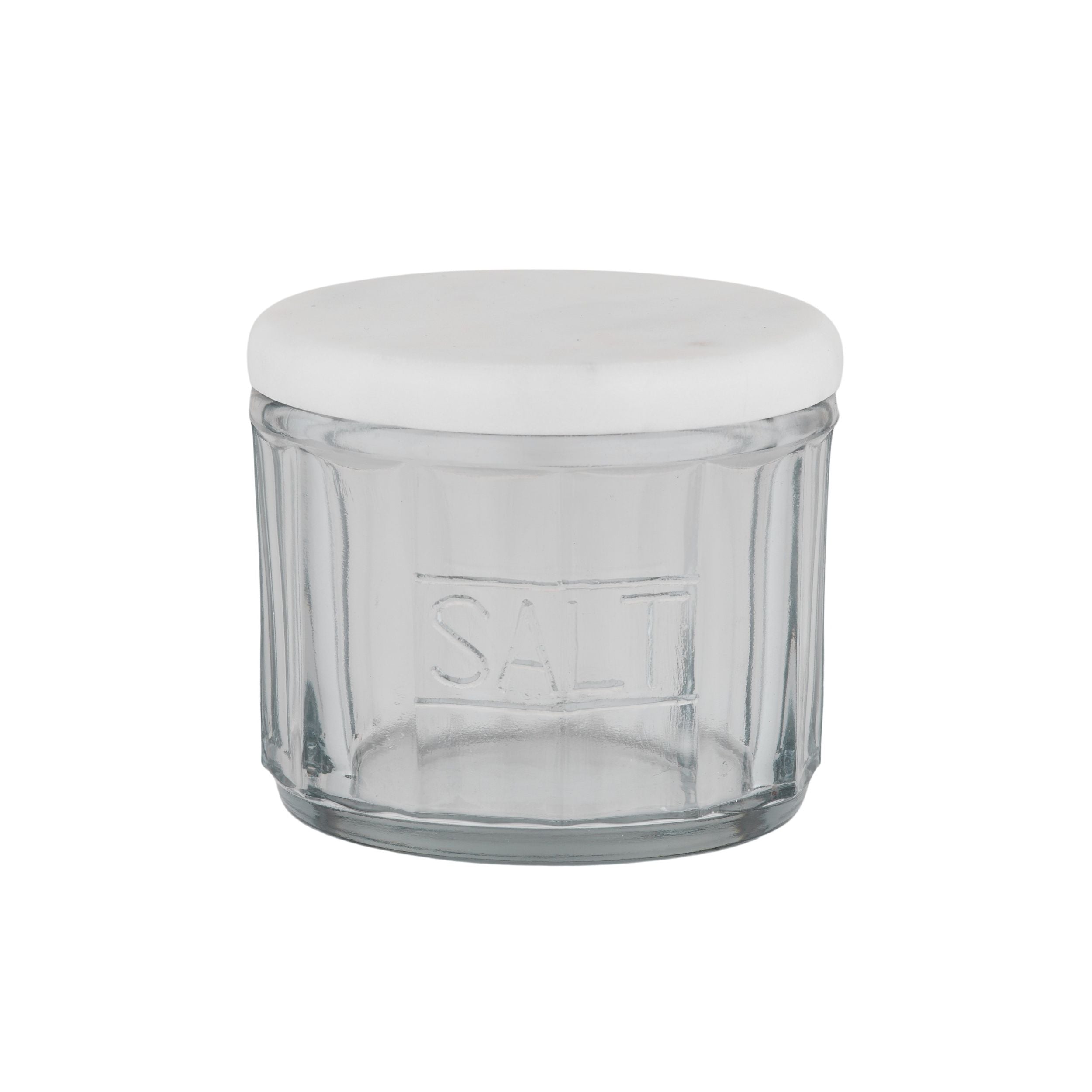 Assemble Mira Marble/Glass Salt Jar White