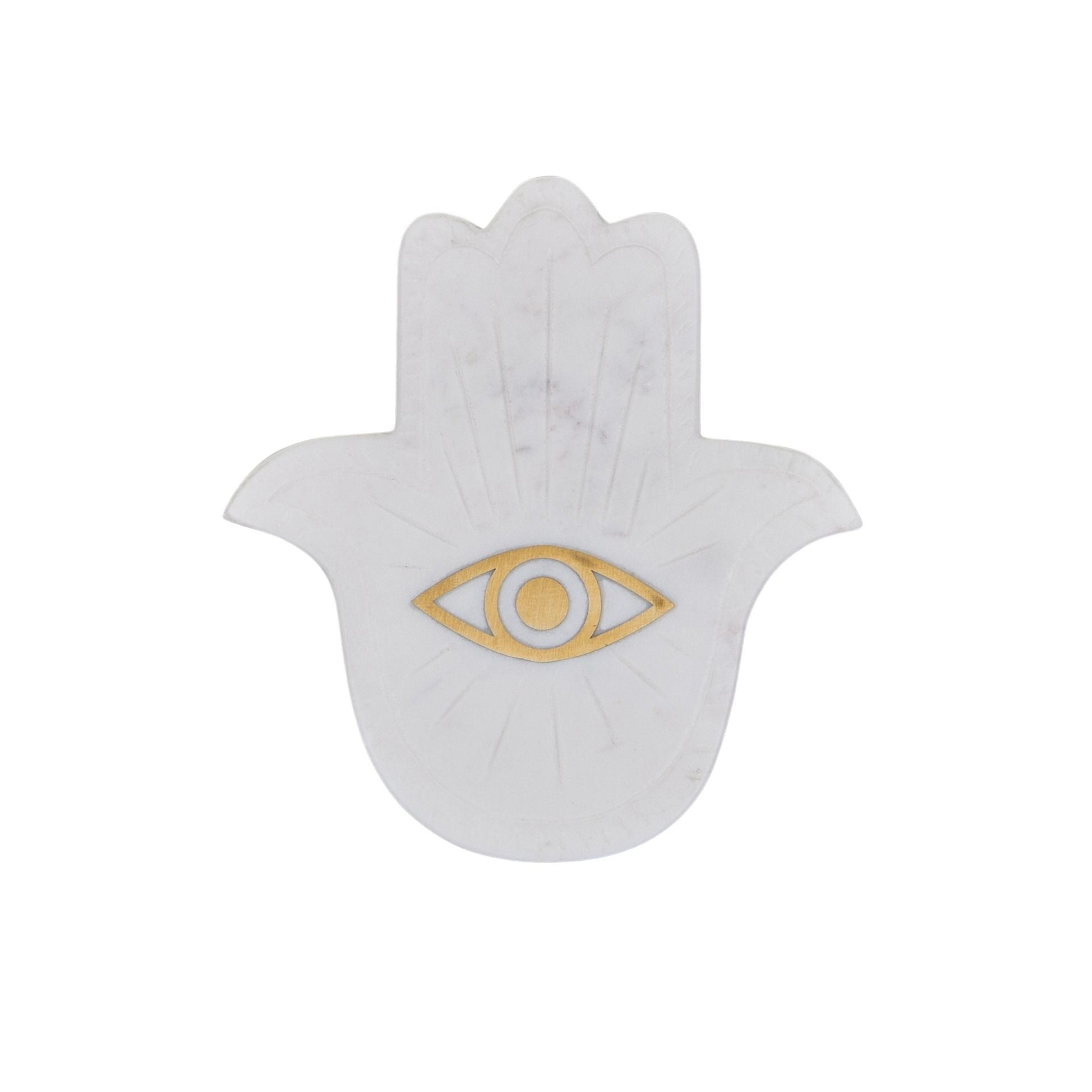 Coast To Coast Hamsa Marble Inlay Trinket White