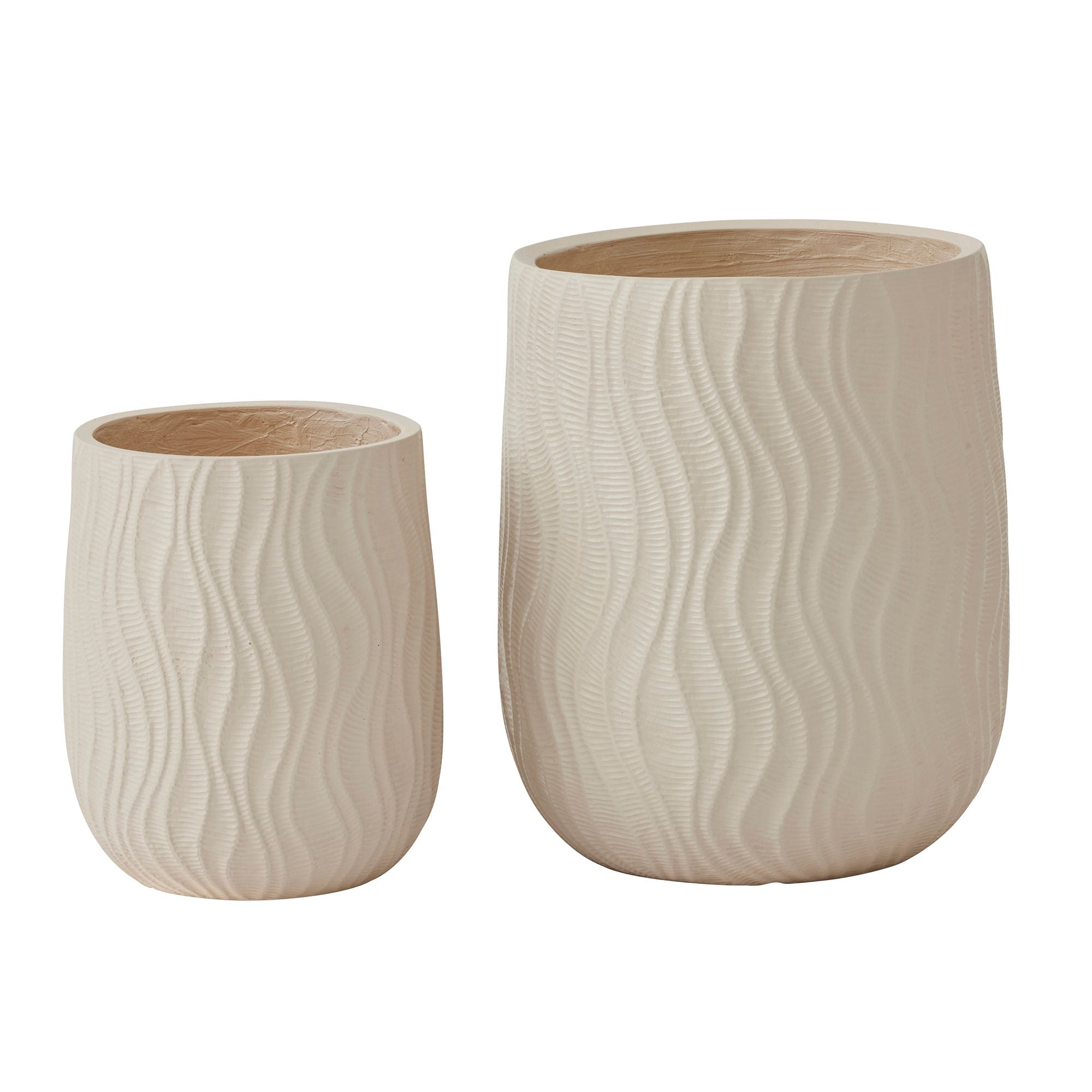 Life Botanic Rhodes Set of 2 Composite Pot Ivory