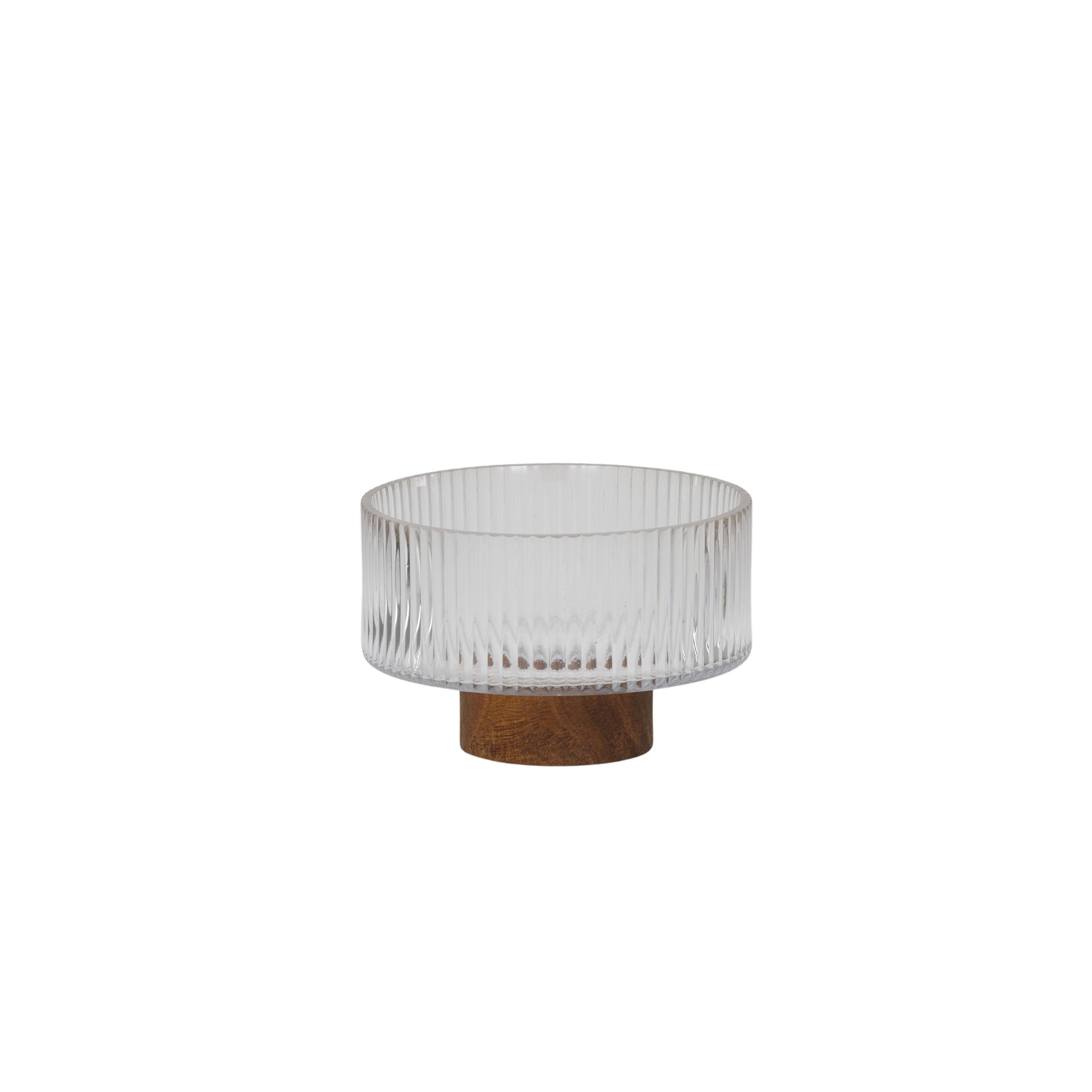 Assemble Bosco Glass/Wood Footed Bowl