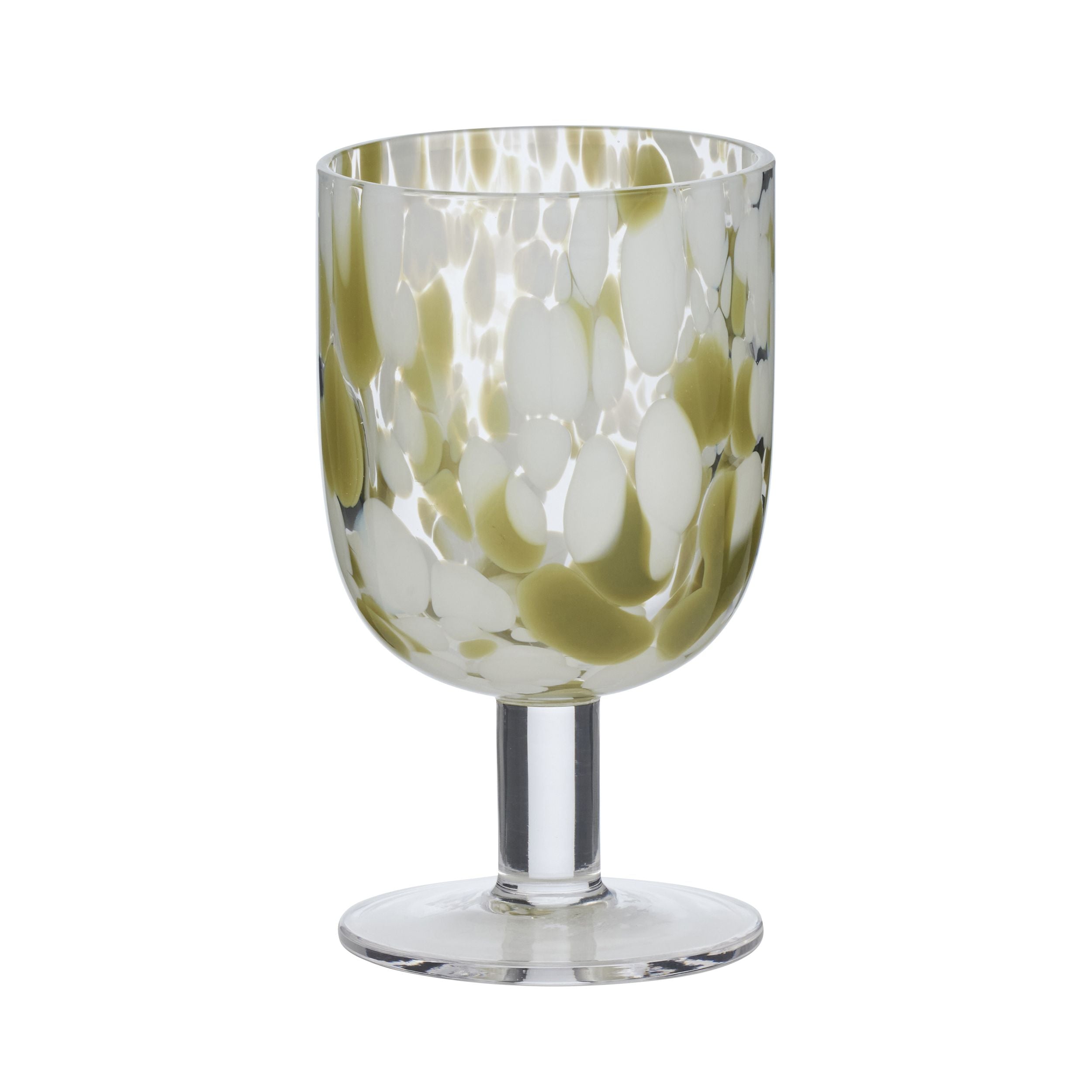 Assemble Freckle Glass Goblet Olive