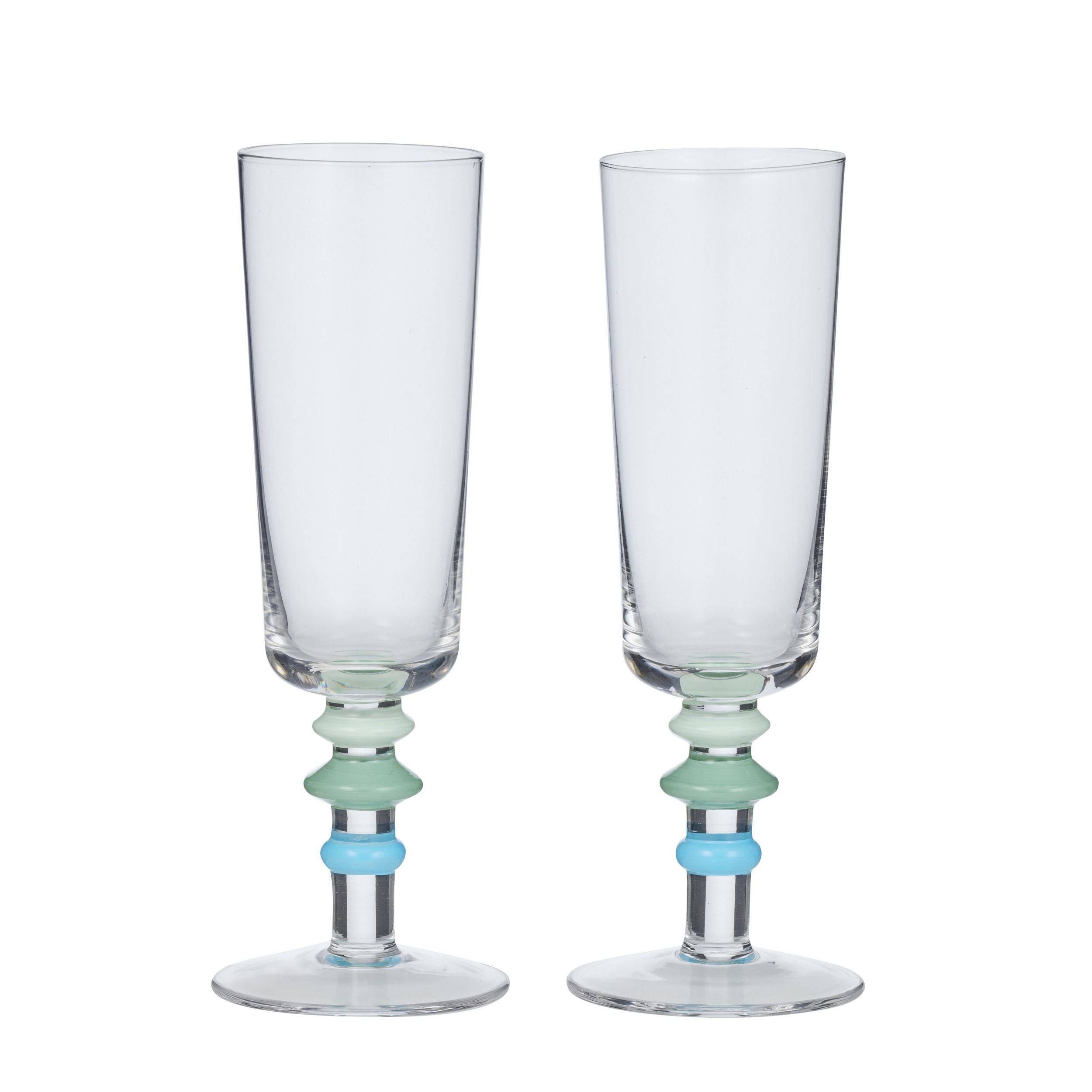 Assemble Tori Set of 2 Glass Flute Blue/Green