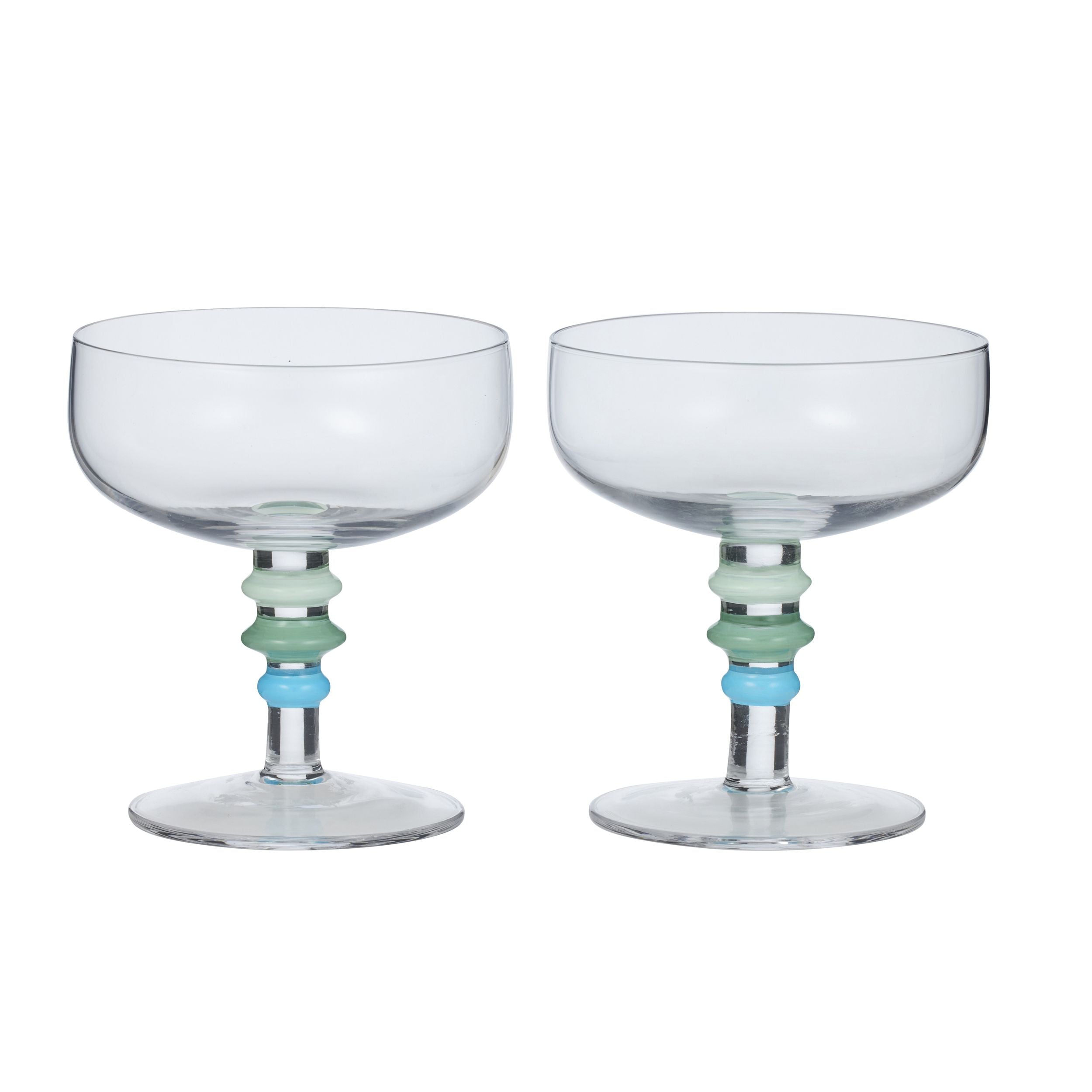 Assemble Tori Set of 2 Glass Coupe Blu/Green