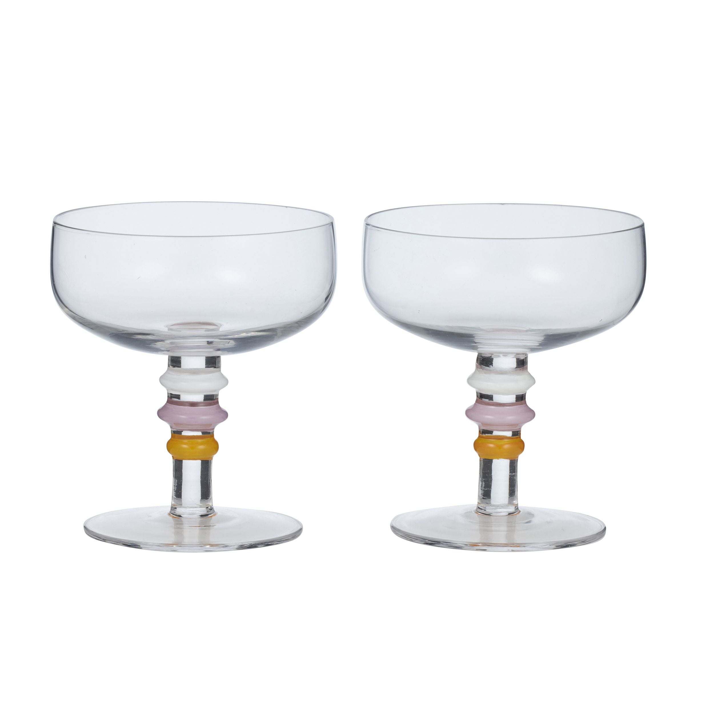 Assemble Tori Set of 2 Glass Coupe Pink/Org