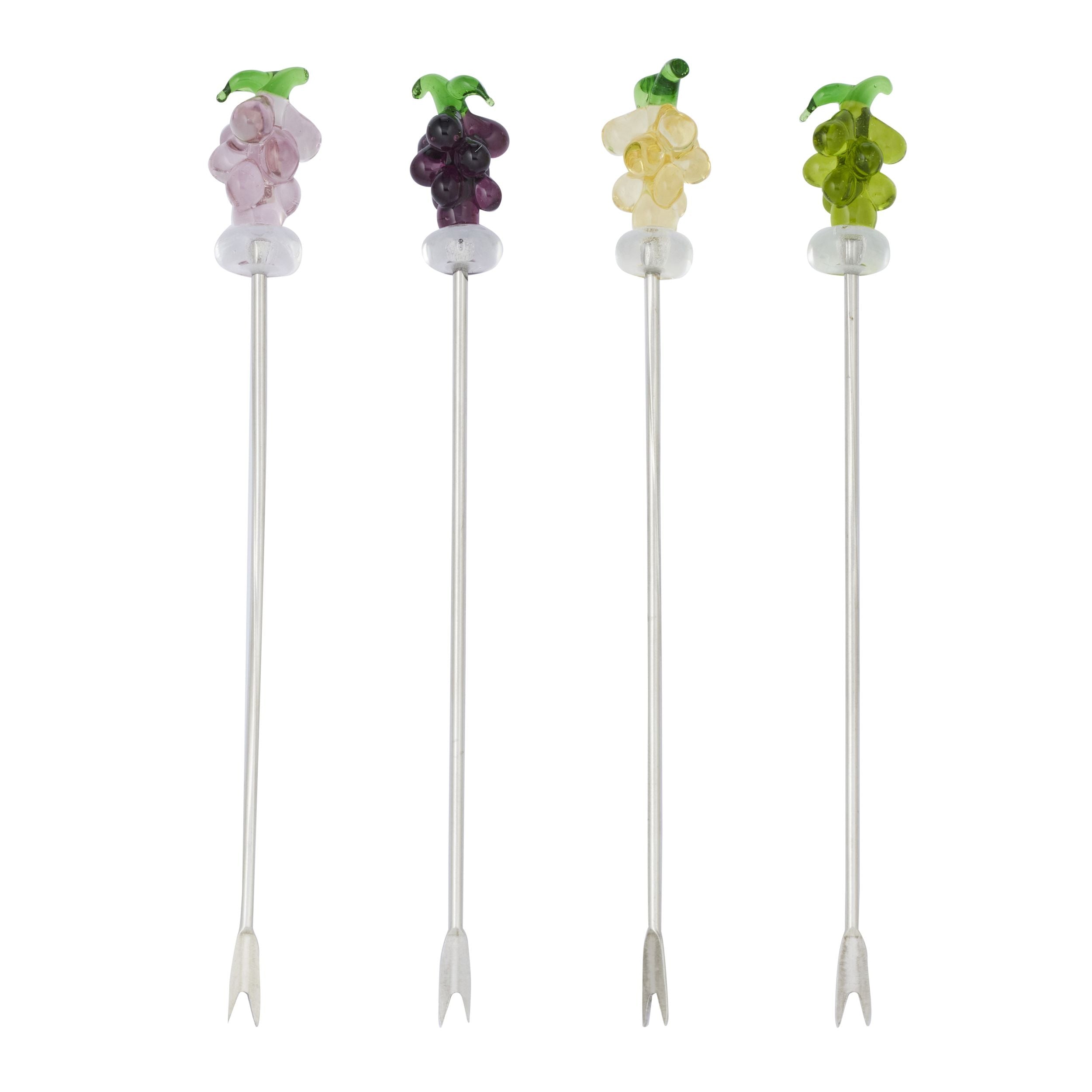 Assemble Vino Set of 4 Glass/Metal Picks Assorted