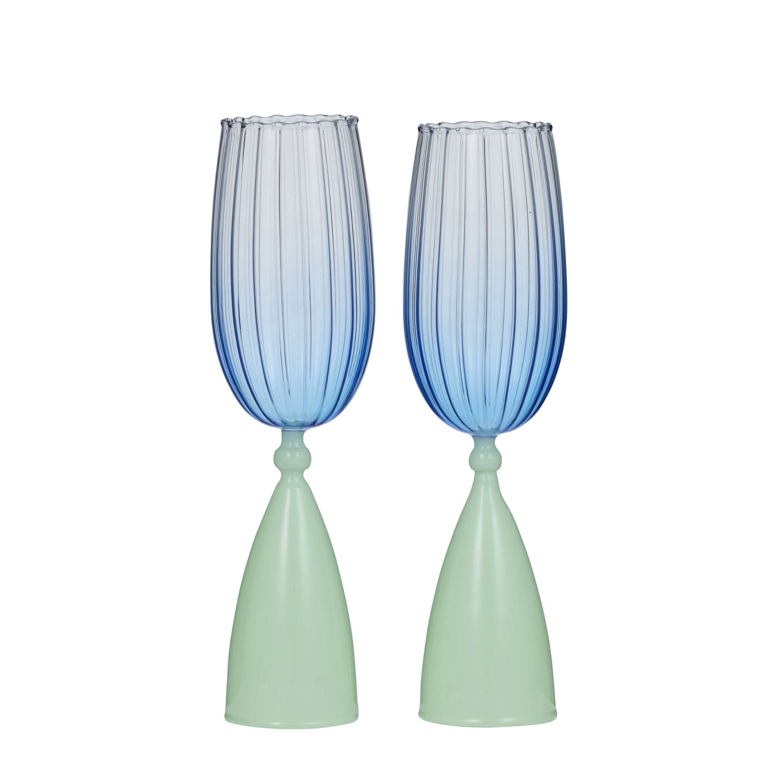 Assemble Lille Set of 2 Glass Flute Blue/Green