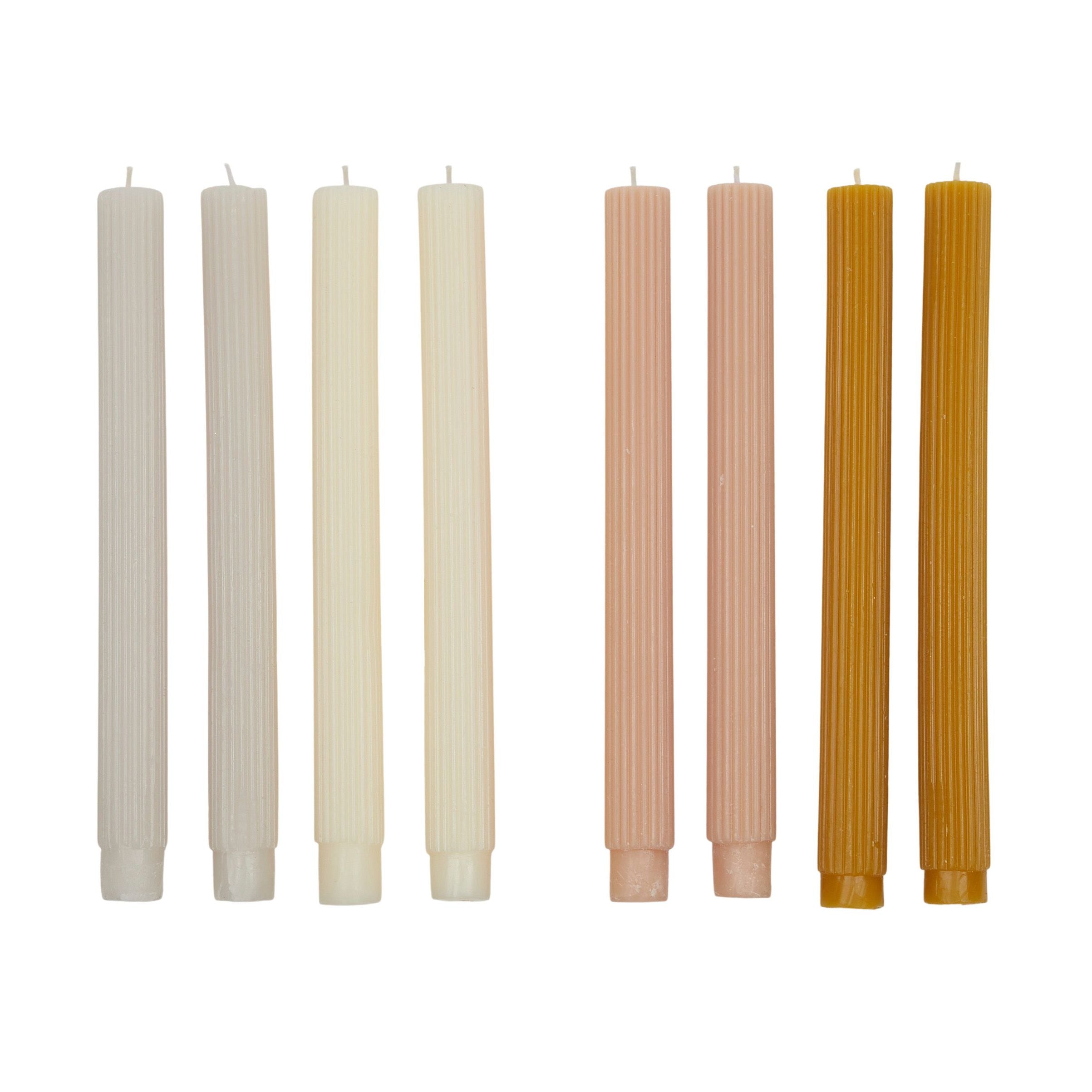 Elemental Ribbed Set of 4 Candle Light Tone 2 Assorted