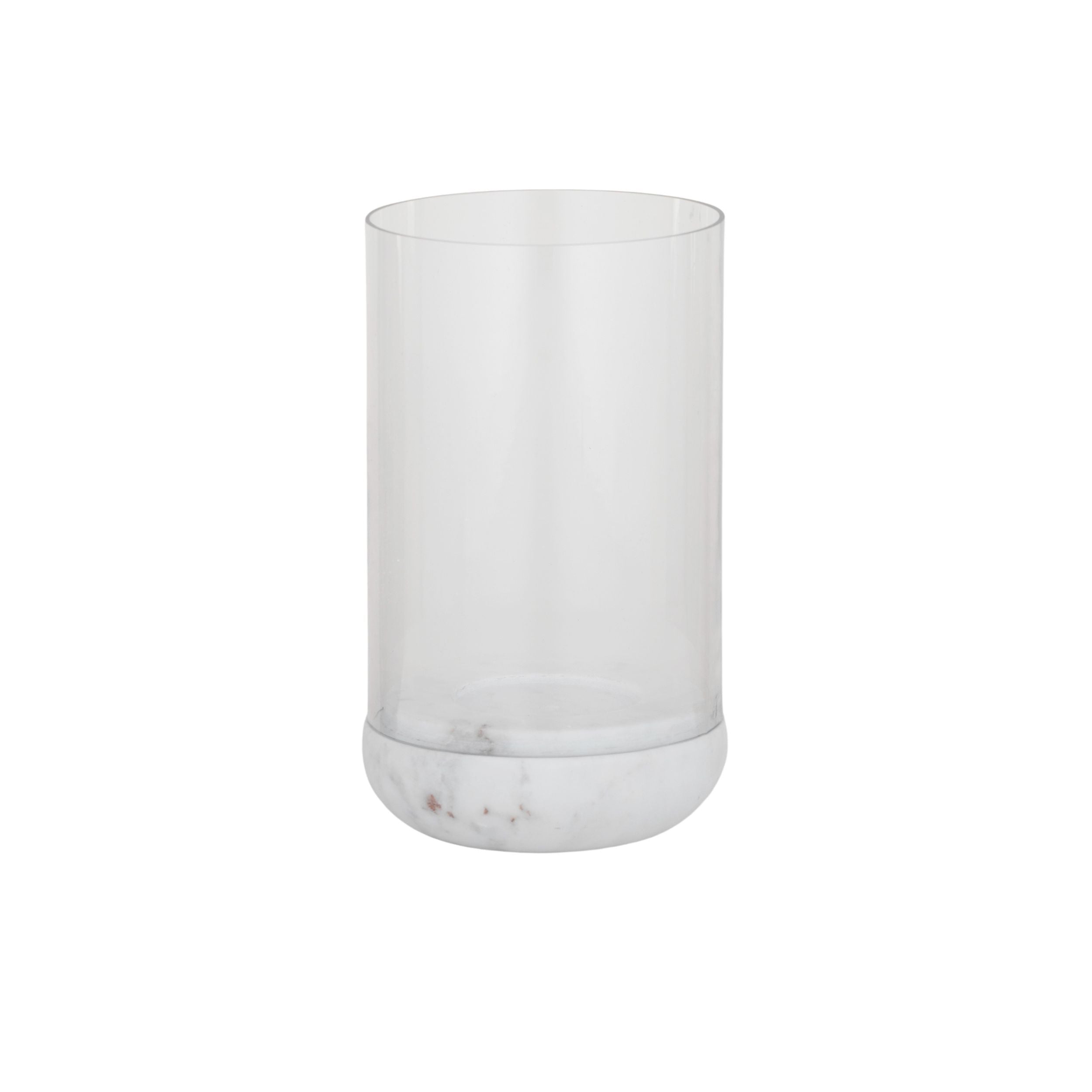 Coast To Coast Nina Marble/Glass Hurricane 14x25cm White