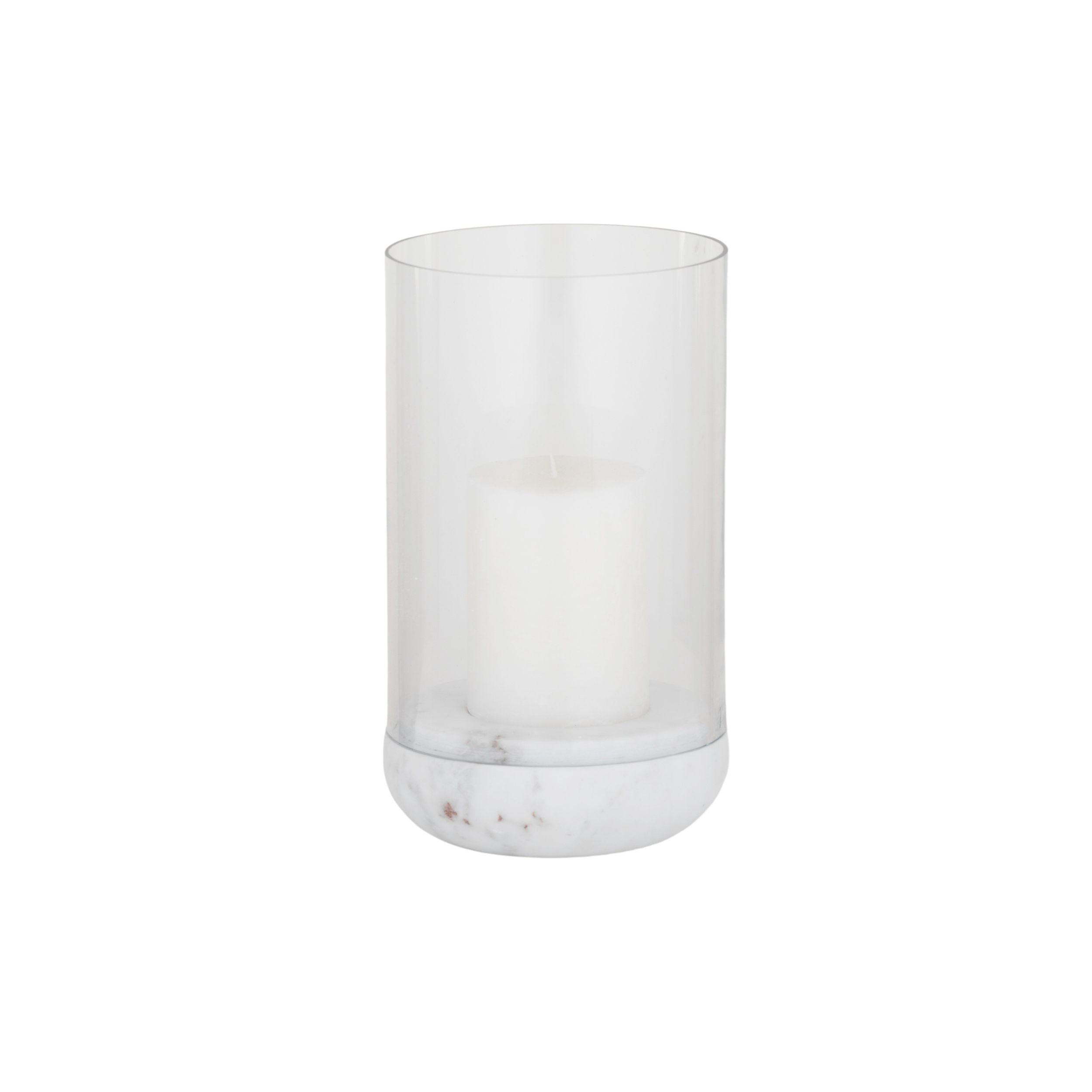 Coast To Coast Nina Marble/Glass Hurricane 14x25cm White
