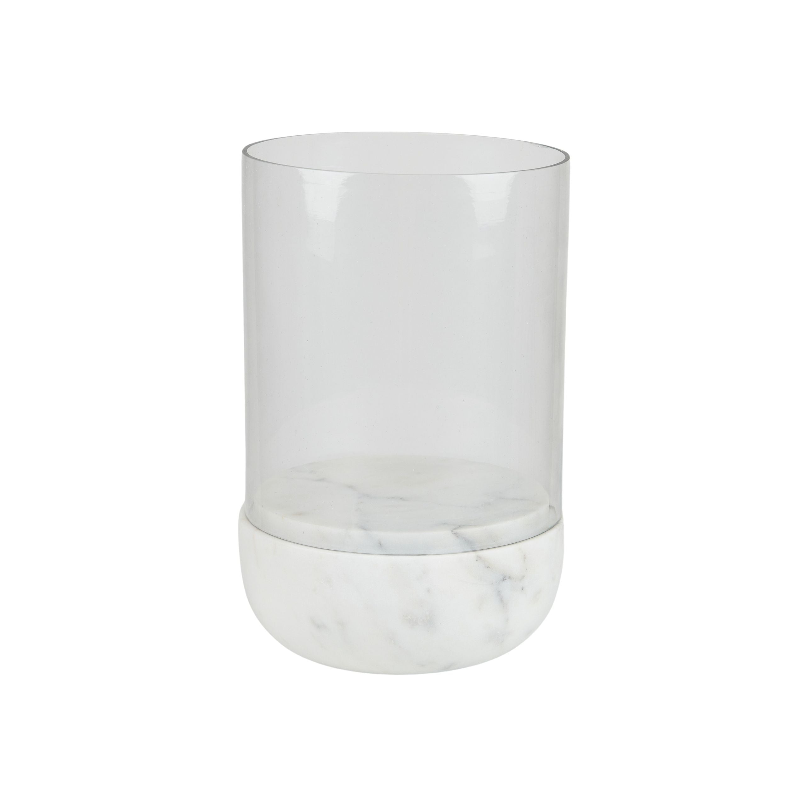 Coast To Coast Nina Marble/Glass Hurricane 20x32cm White