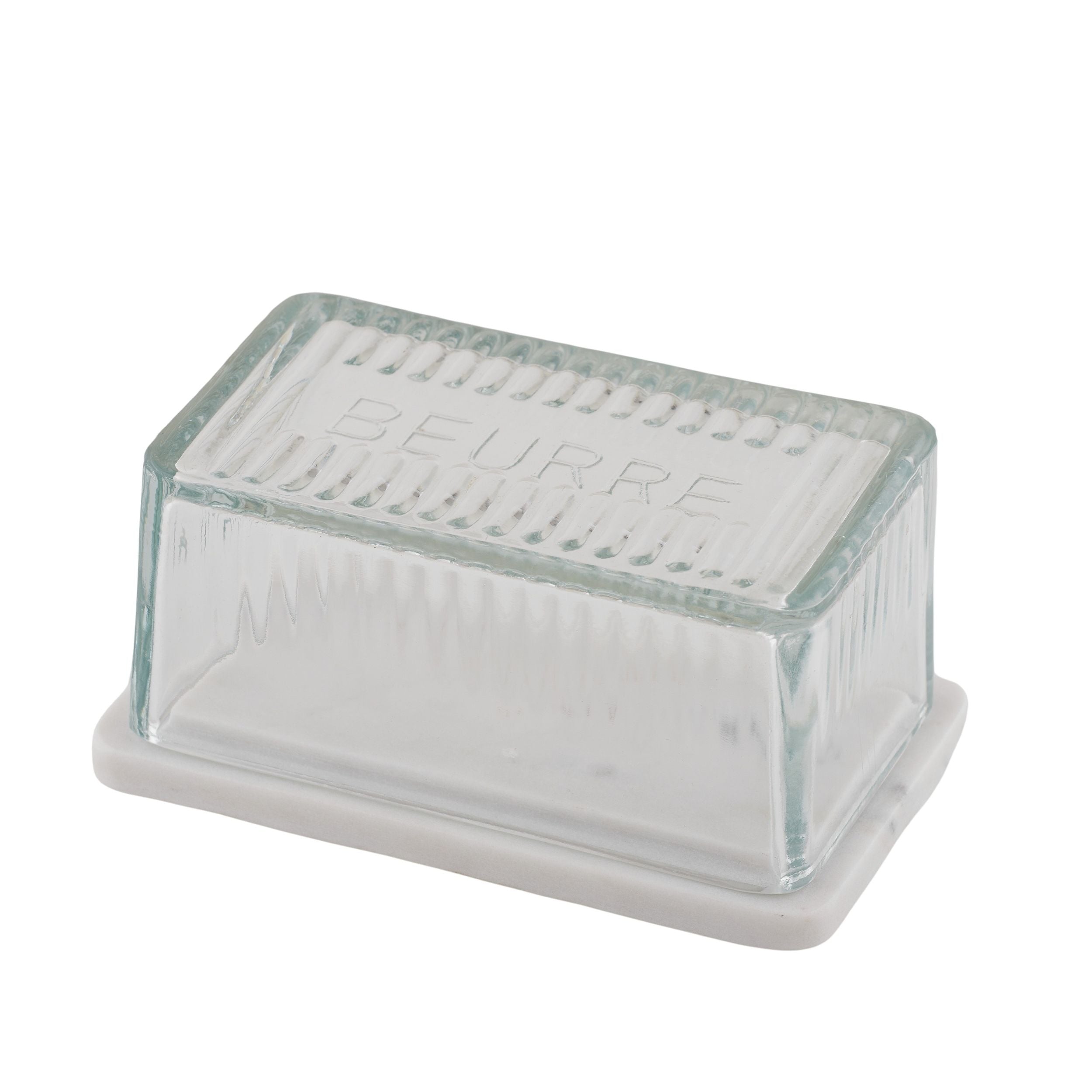 Assemble Mira Marble/Glass Butter Dish White