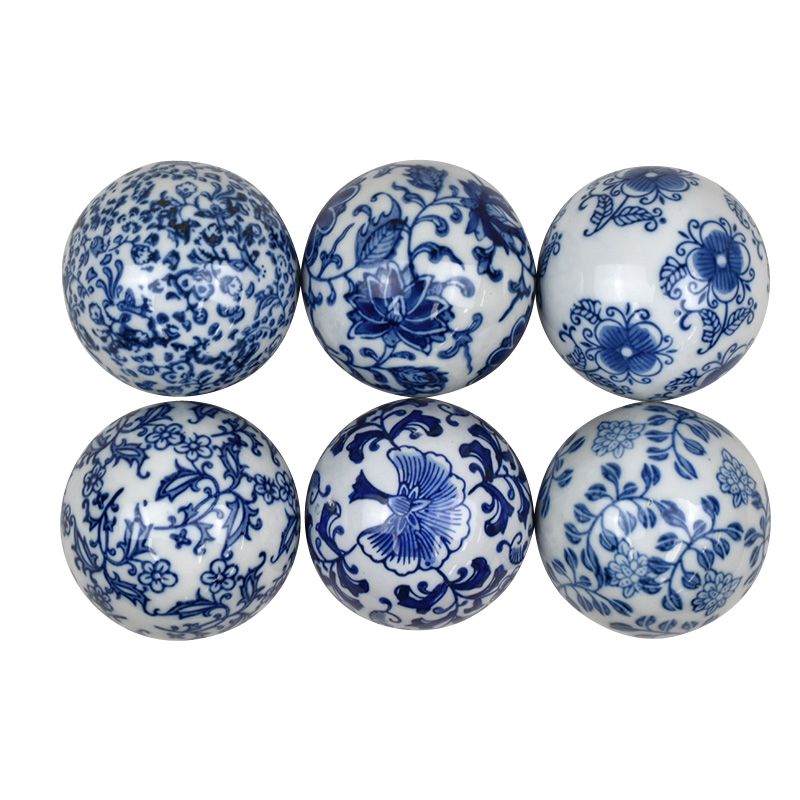 Coast To Coast 7.5cm Blue/White Ceramic Decorative Balls-6 Assorted