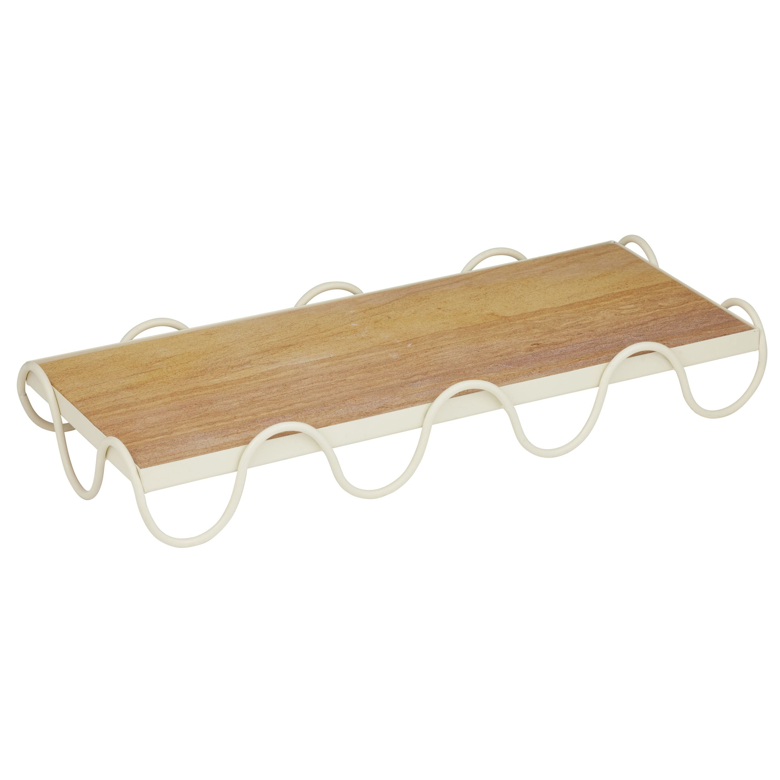 Coast To Coast Loren Sandstone/Metal Tray Tan