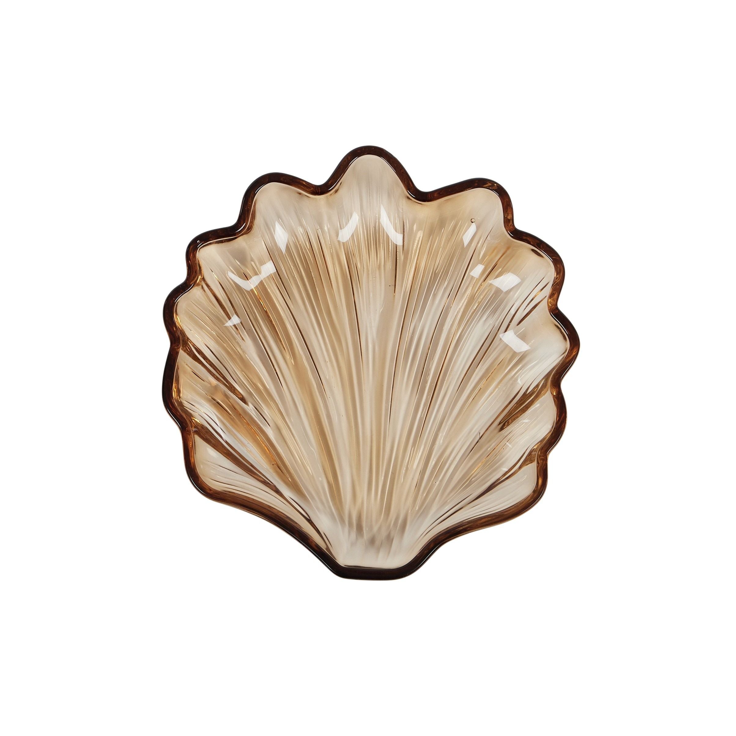 Assemble Fan Shell Glass Plate Amber