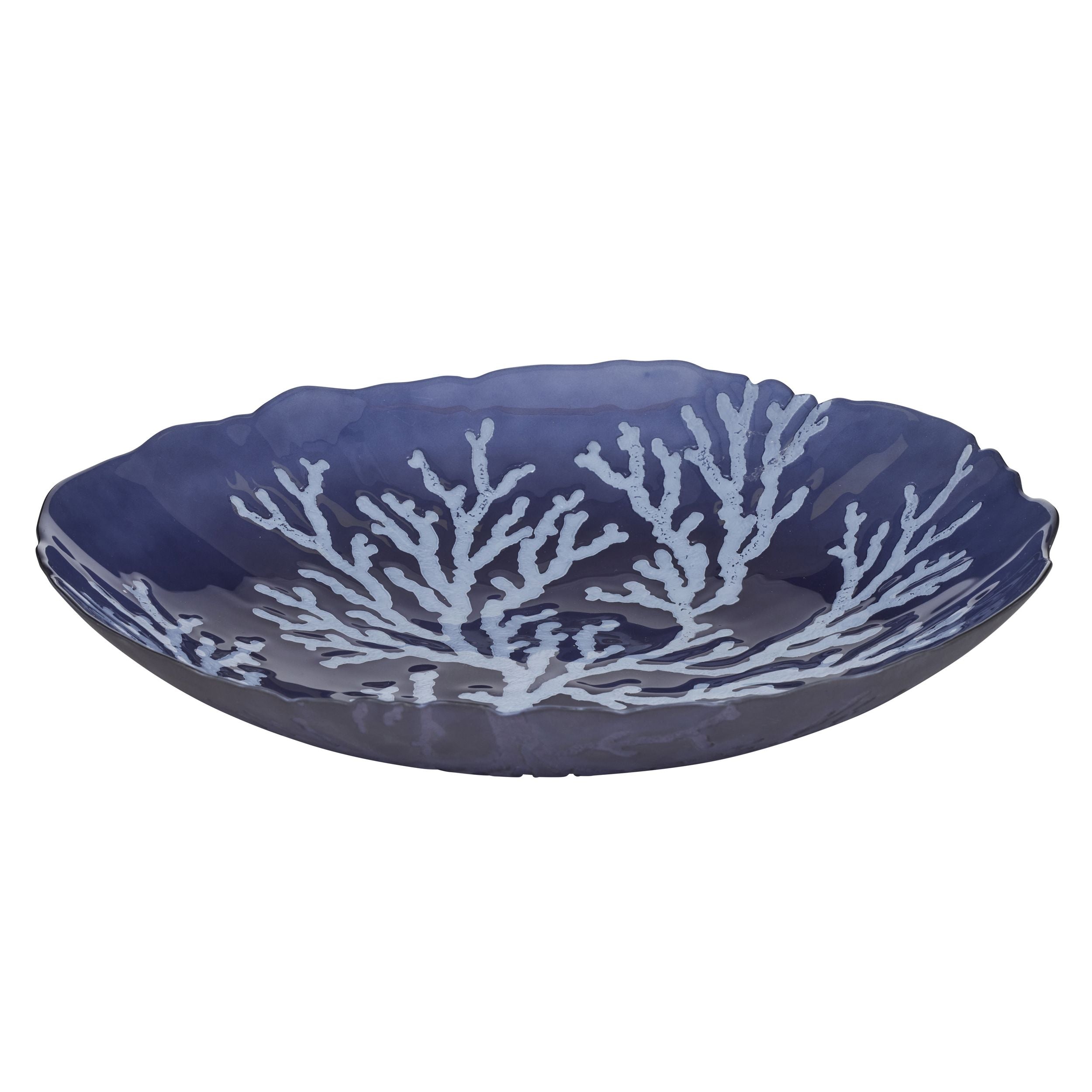 Coast To Coast Atoll Glass Bowl 40x7.5cm Navy/White