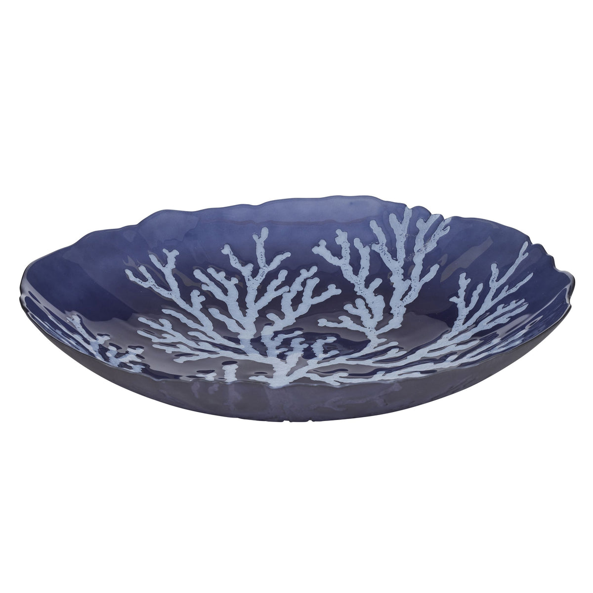 Coast To Coast Atoll Glass Bowl 40x7.5cm Navy/White