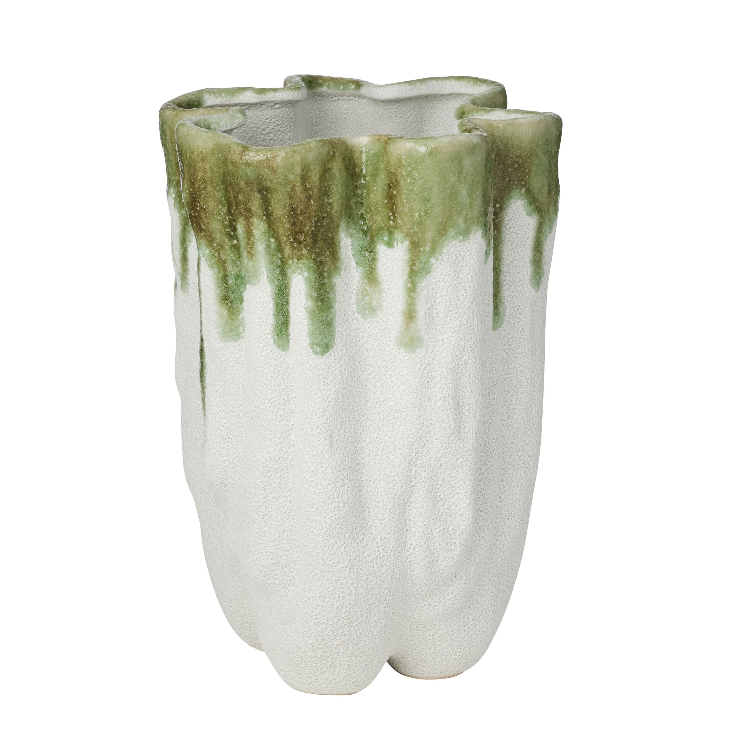 Coast To Coast Ferne Ceramic Vase Olive/White