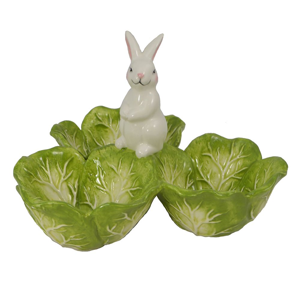 Gala Bunny 3/Cabbage Bowls Ceramic Green