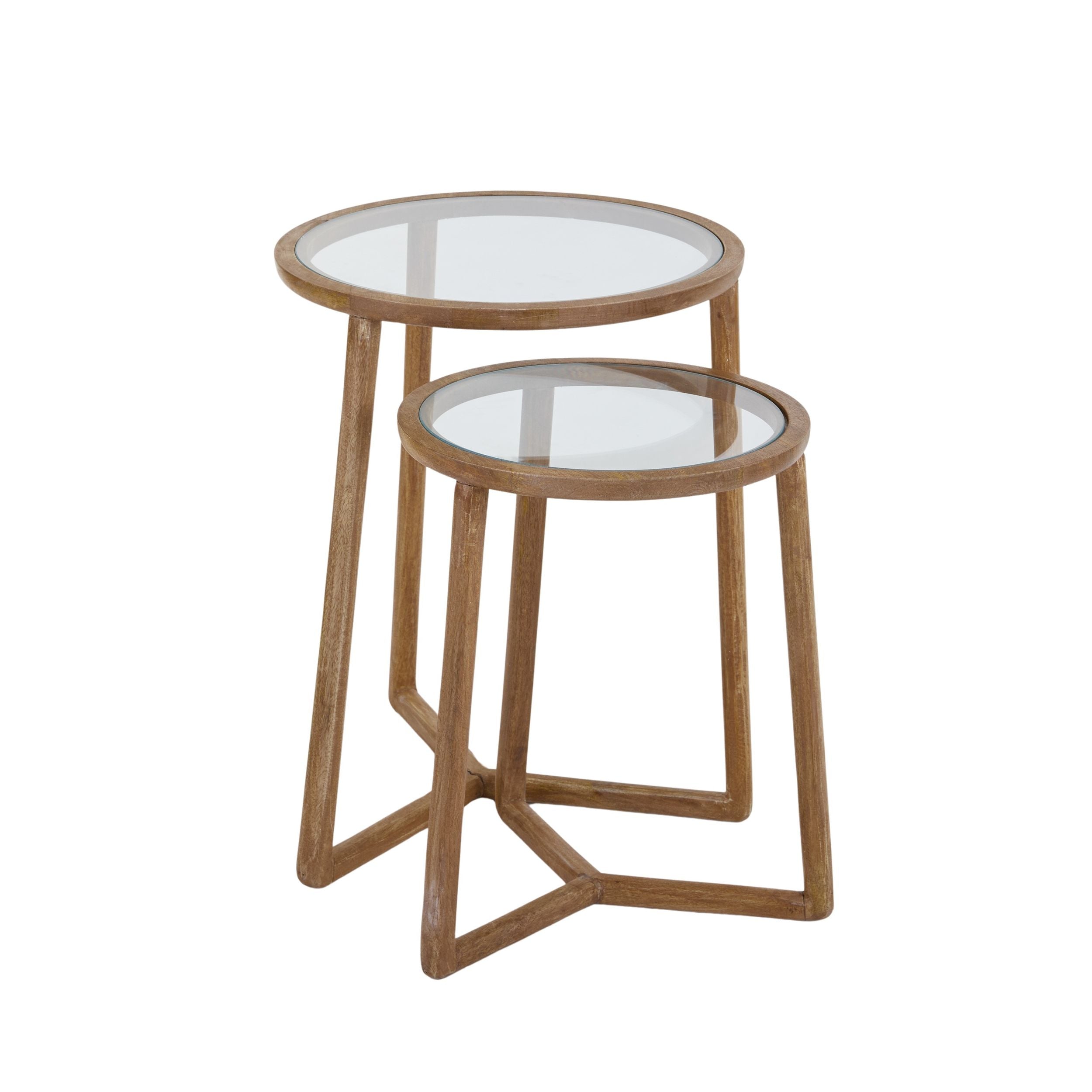Coast To Coast Castello Set of 2 Glass/Wood Tables