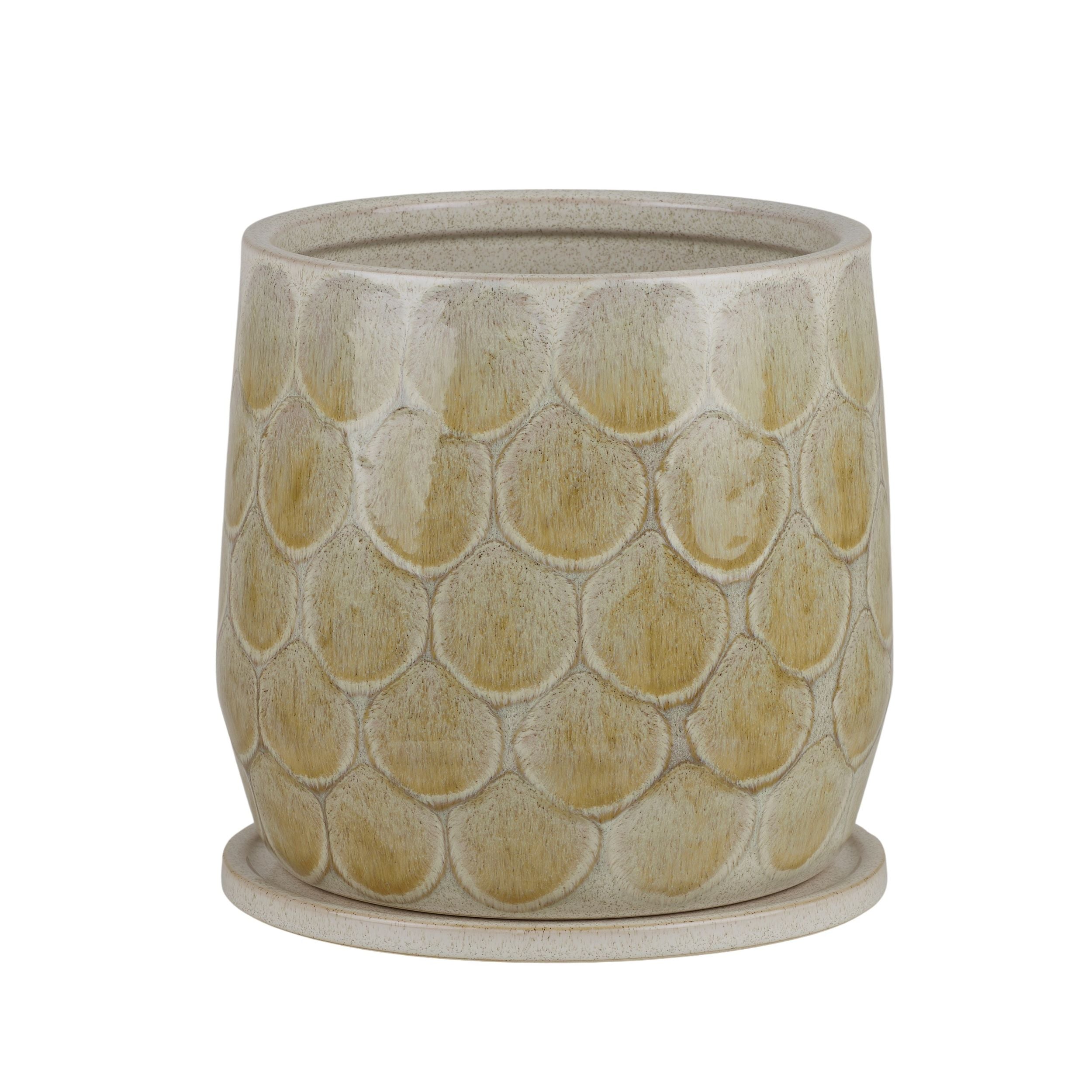 Life Botanic Eda Ceramic Pot with Saucer 26.5x26cm Natural