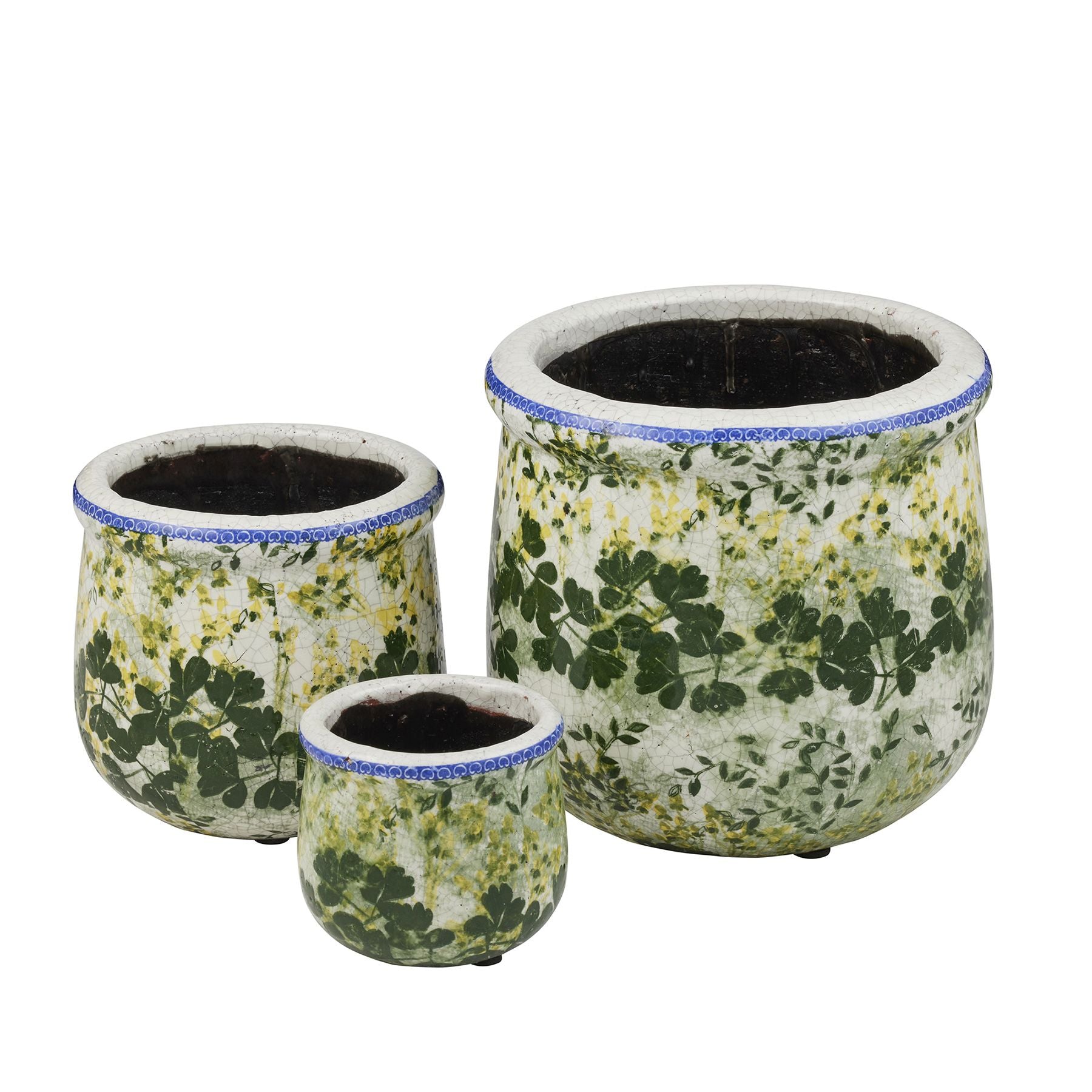 Life Botanic Ivy Set of 3 Ceramic Pots Green/Blue