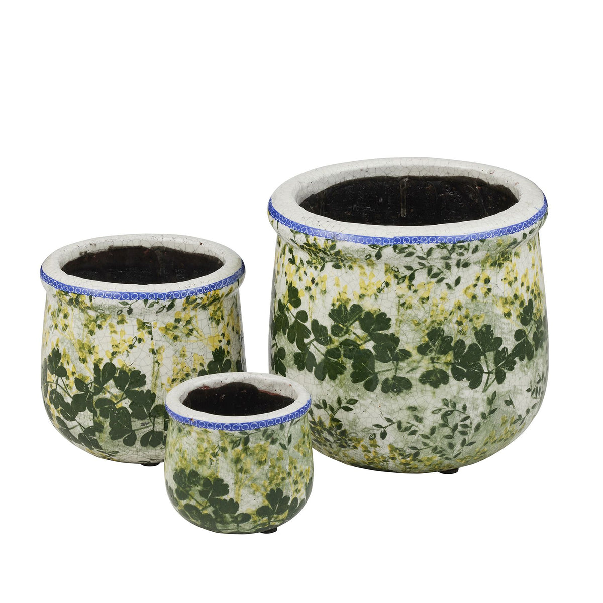 Life Botanic Ivy Set of 3 Ceramic Pots Green/Blue