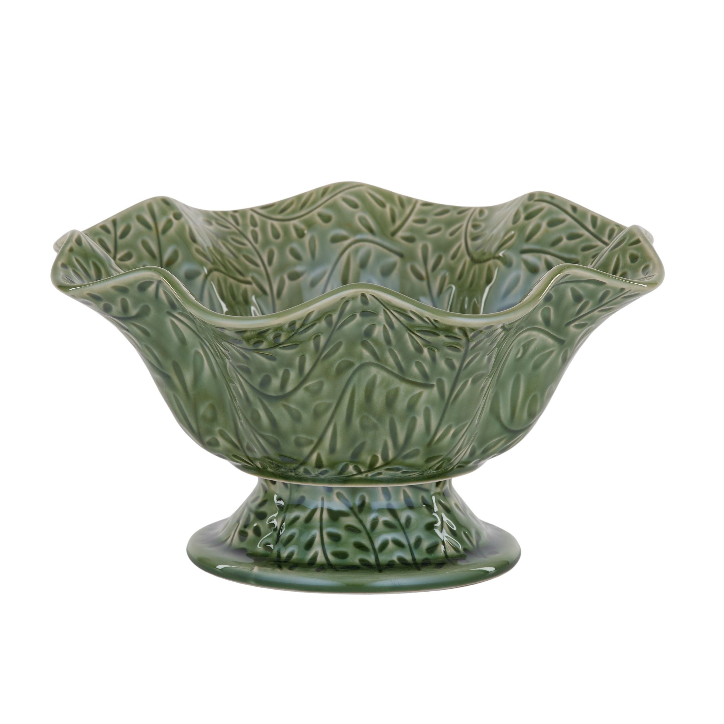 Assemble Venus Ceramic Footed Bowl Green