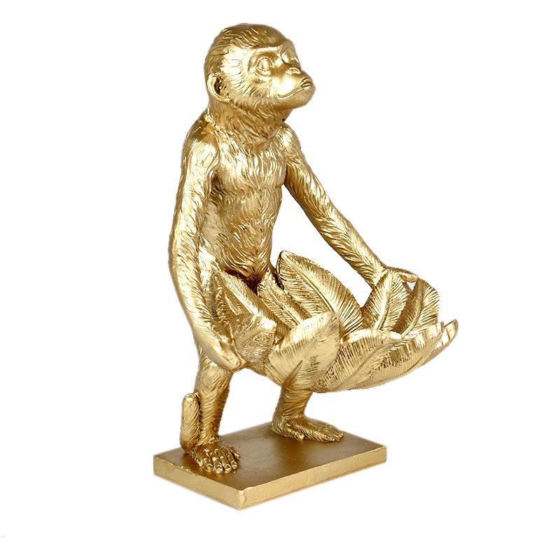 Coast To Coast Mac Monkey Resin Bowl Sculpture Gold