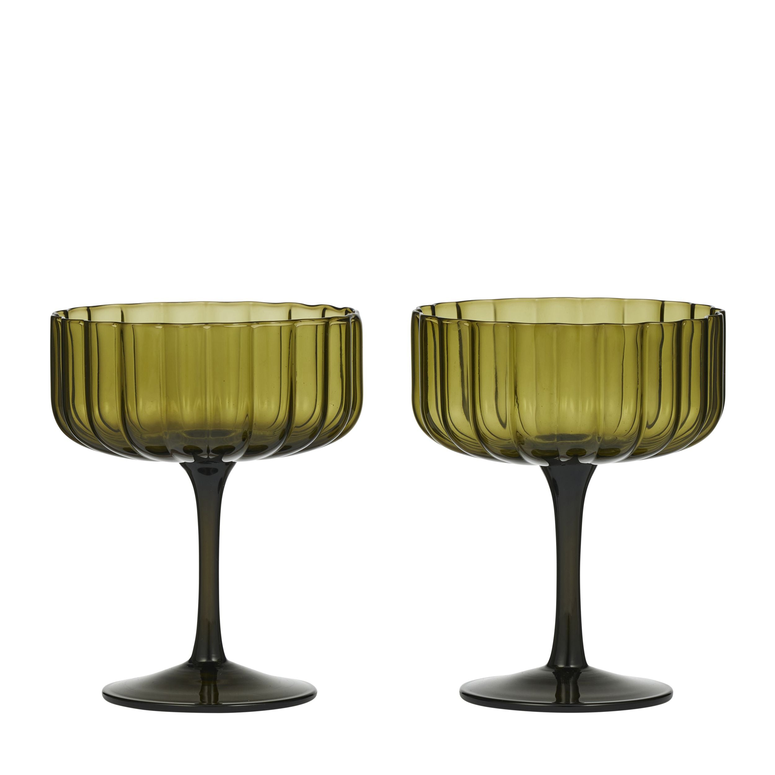 Assemble Hazel Set of 2 Glass Coupe 350ml Olive
