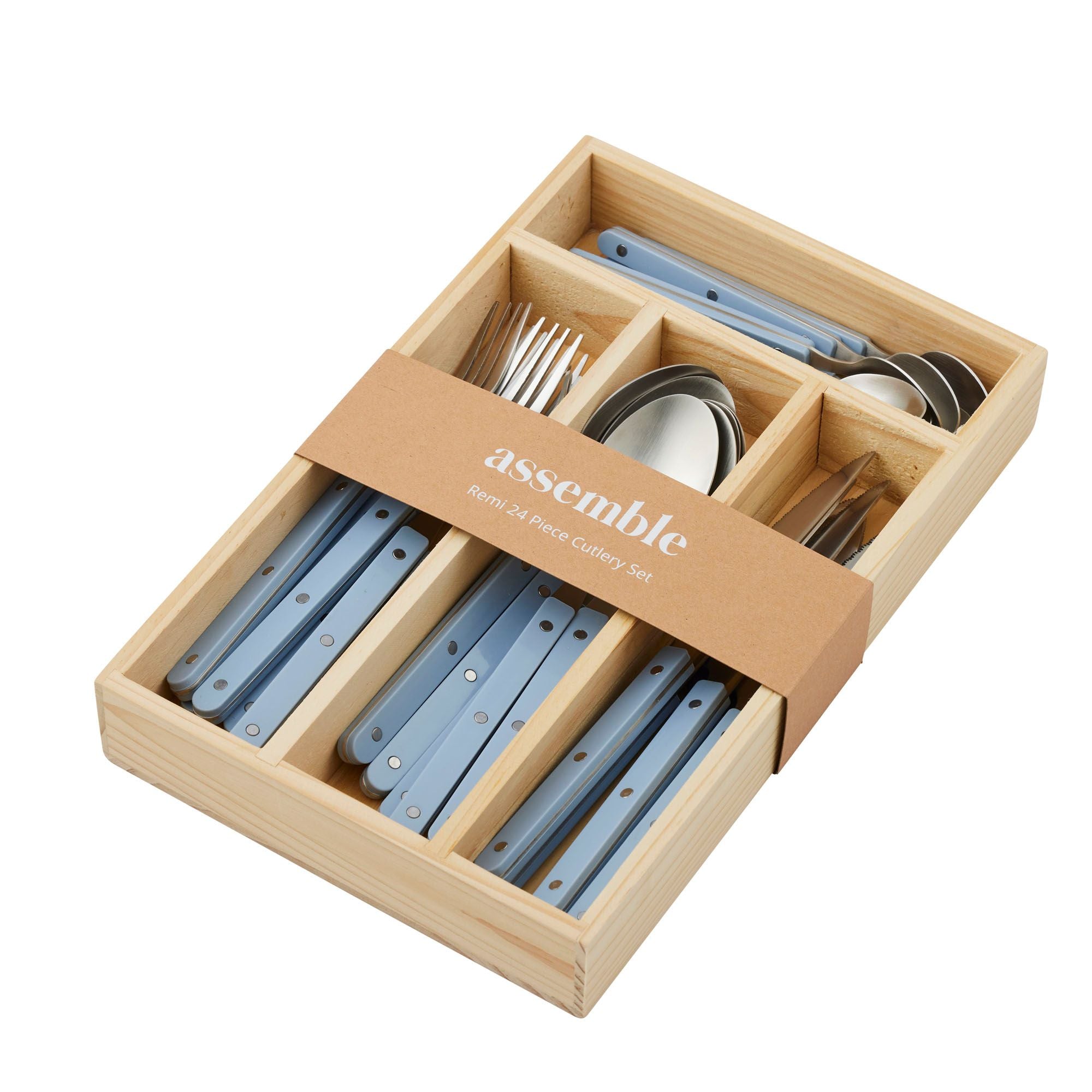 Assemble Remy 24pc Stainless Steel Cutlery Denim