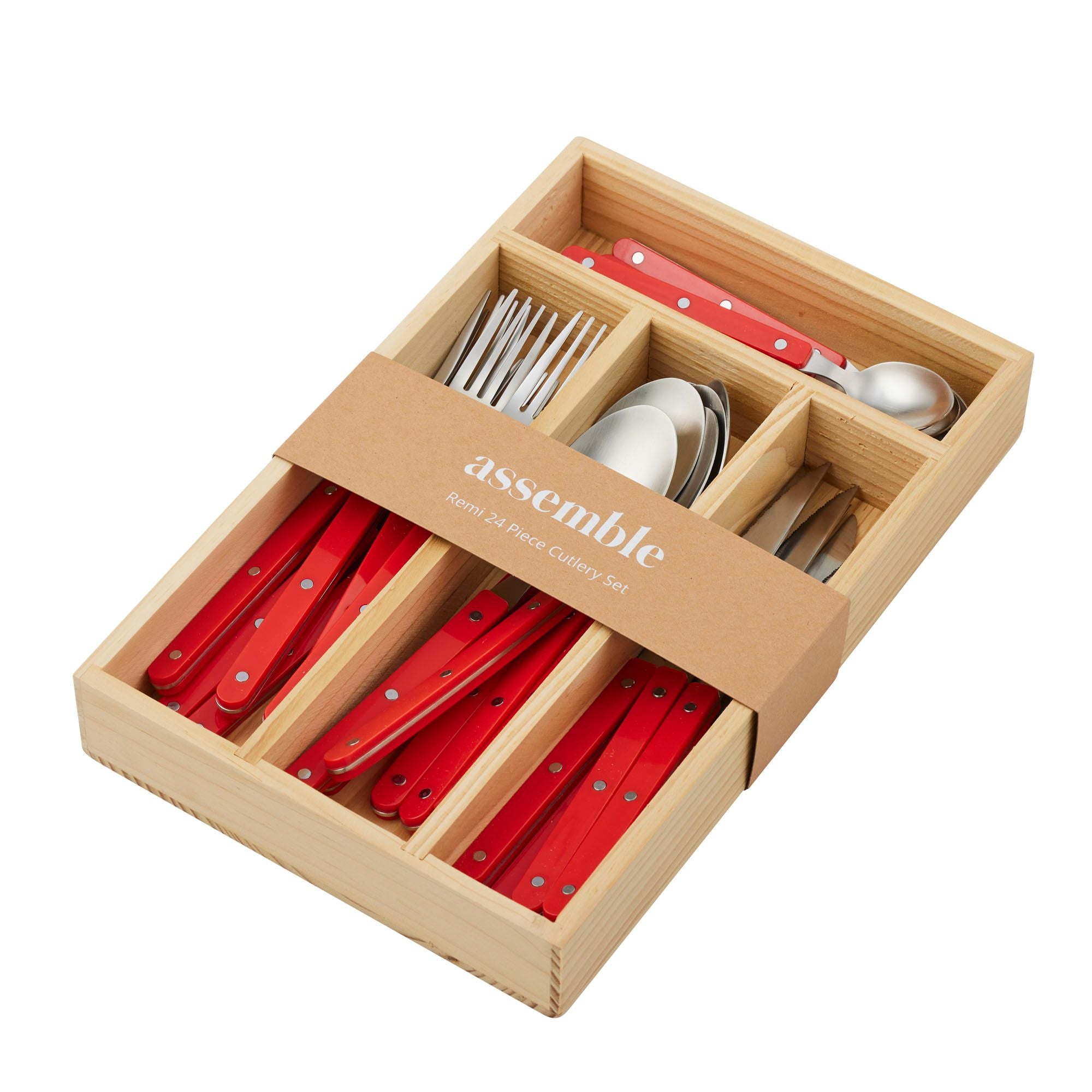 Assemble Remy 24pc Stainless Steel Cutlery Tomato