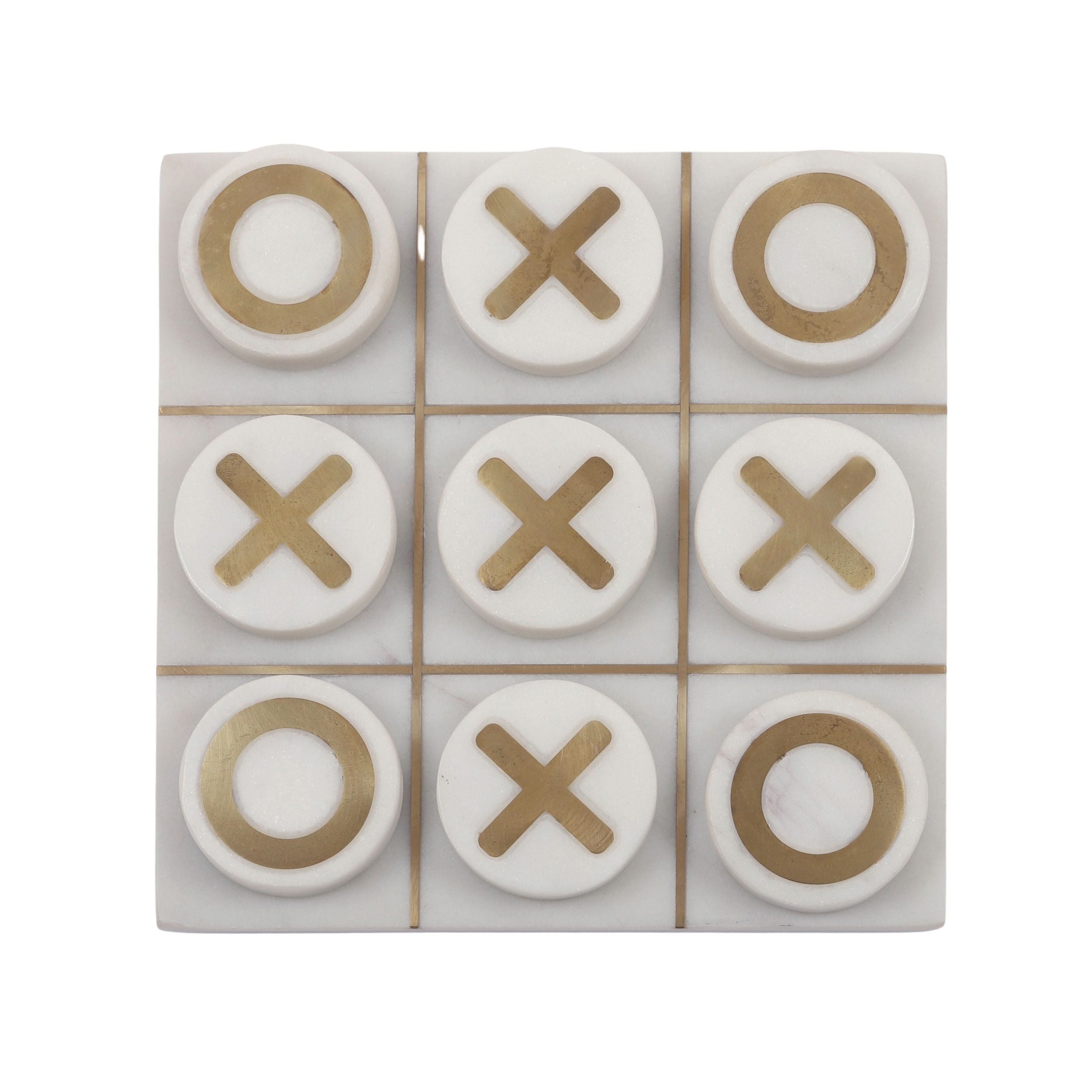 Coast To Coast Marble Noughts & Crosses White/Gold