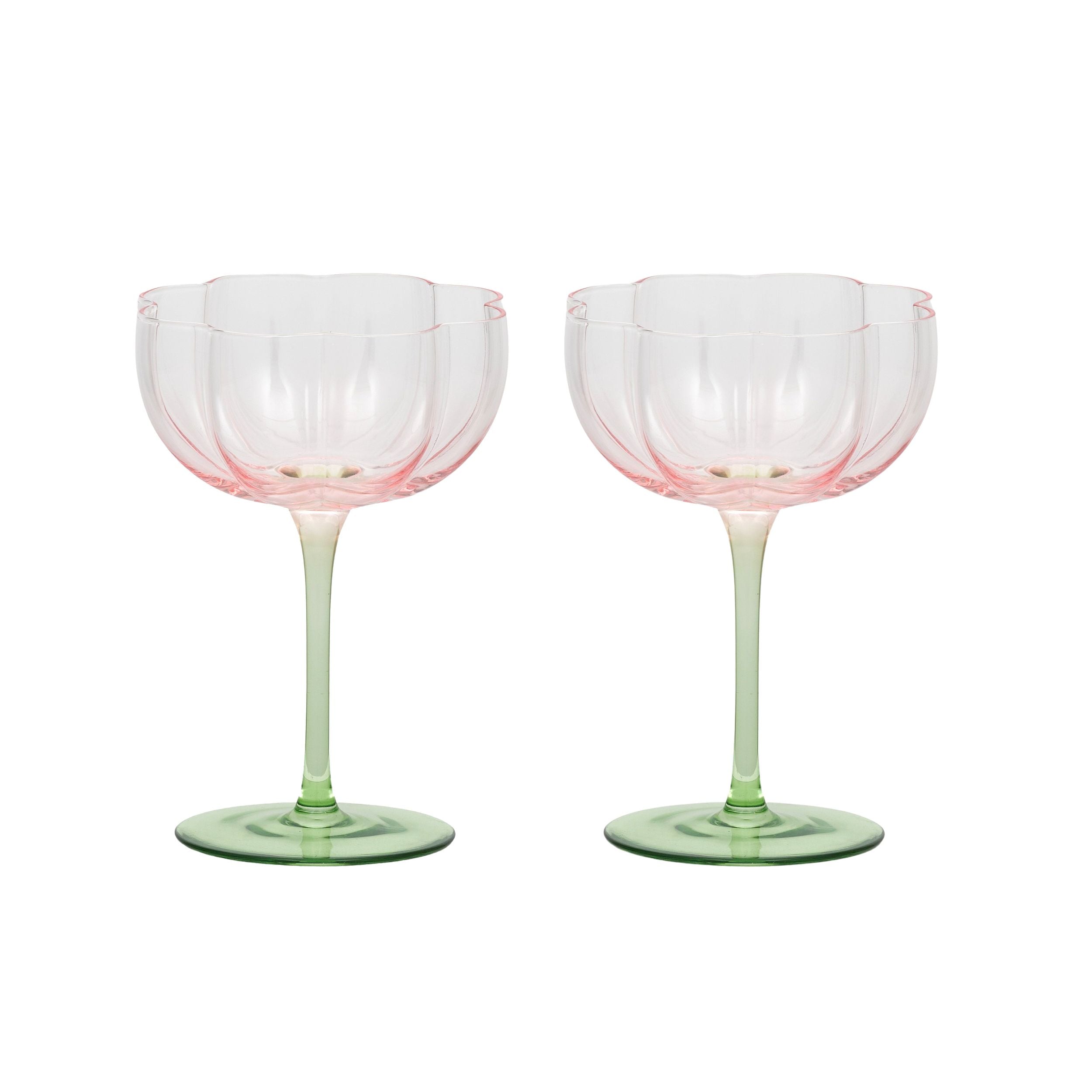 Assemble Lotti Set of 2 Tulip Glass Pink/Green