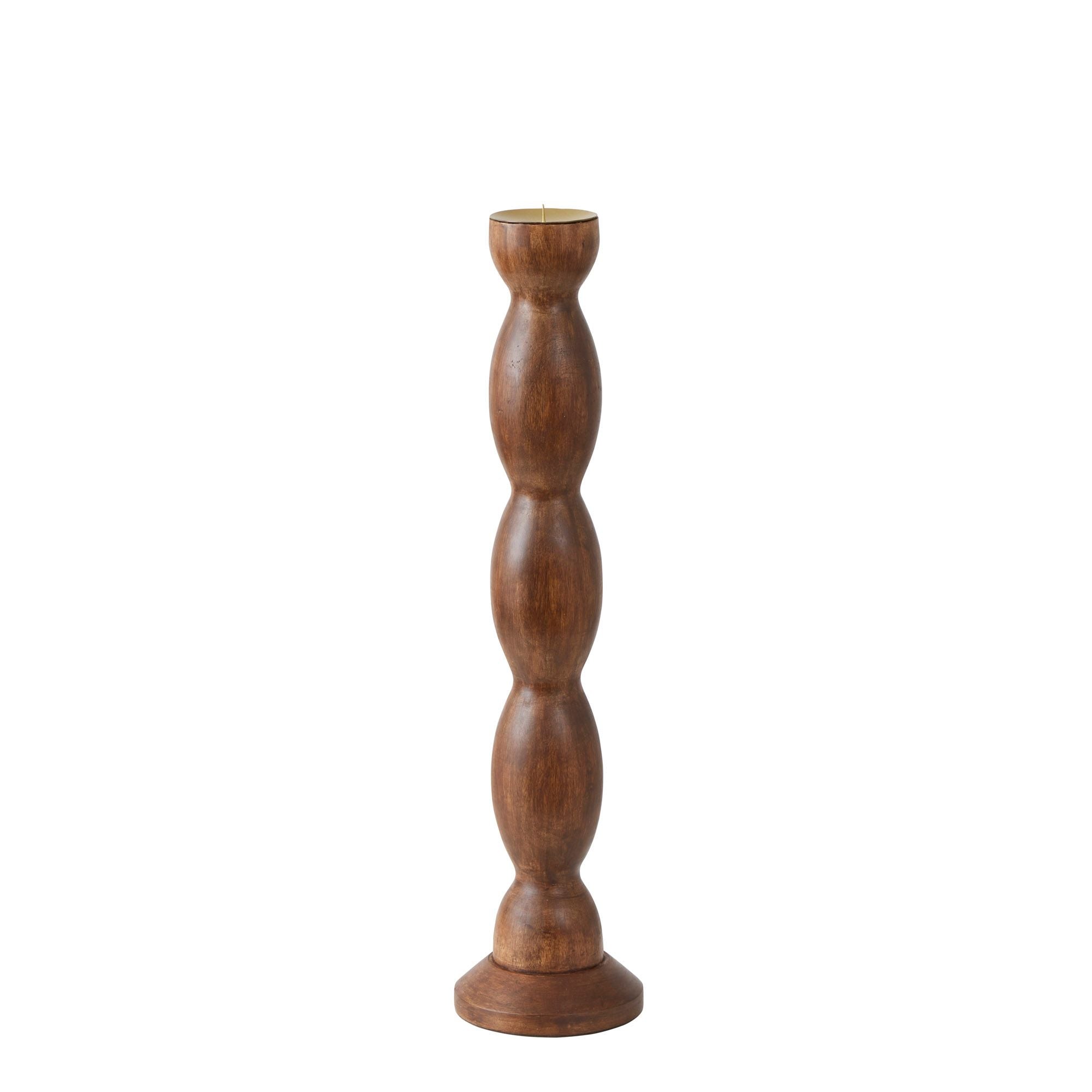 Coast To Coast Curva Wood Floor Candleholder 18x77cm