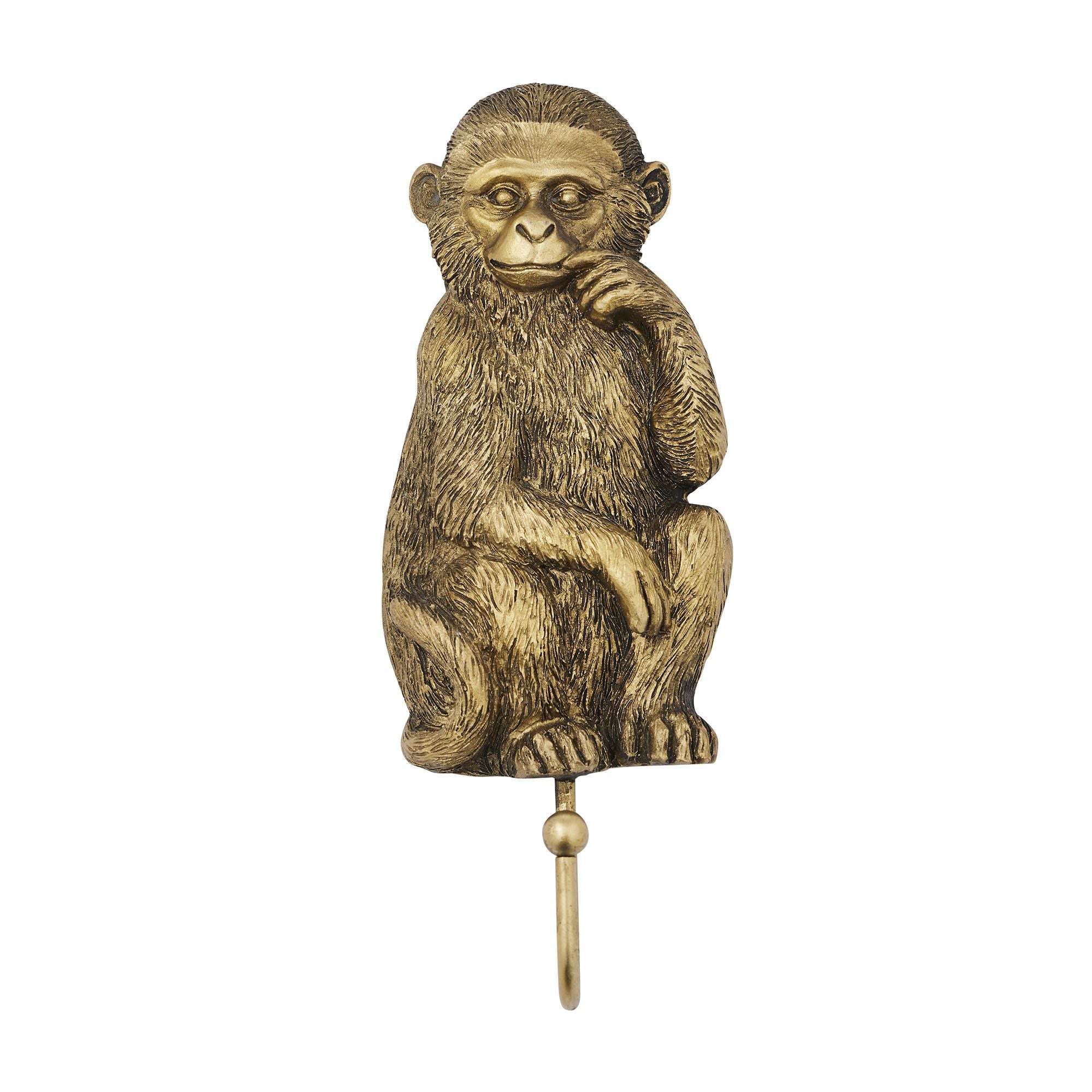 Coast To Coast Mac Monkey Resin Wall Hook Gold