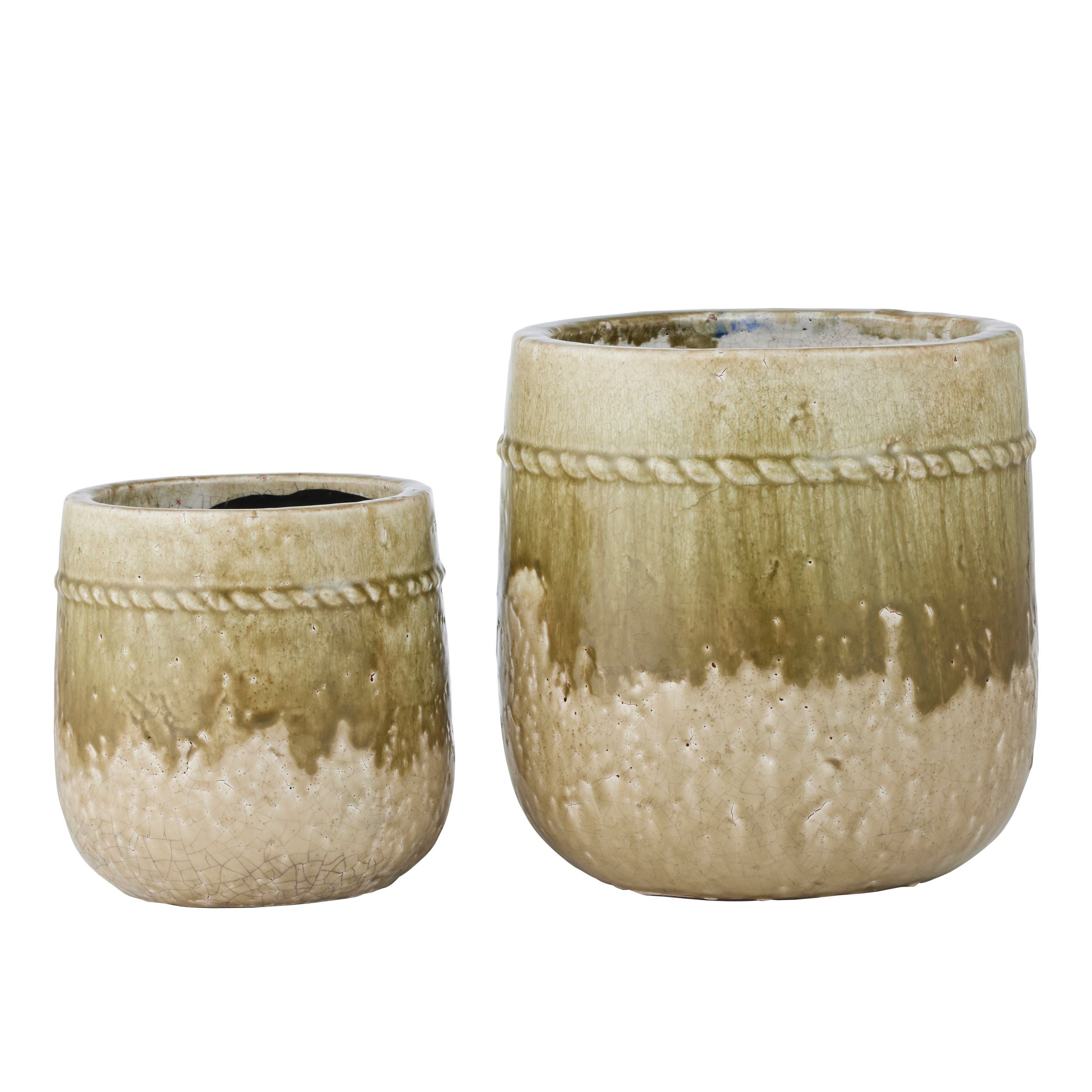 Life Botanic Taormina Set of 2 Ceramic Pots Olive