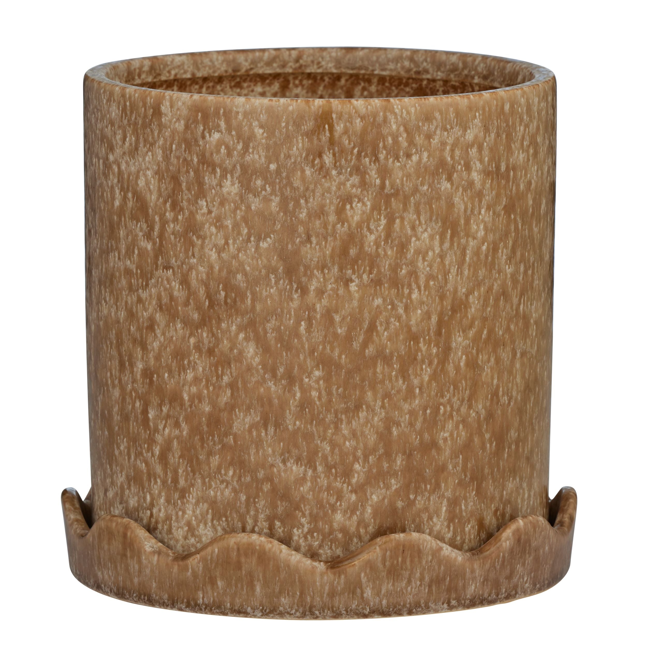 Life Botanic Macy Ceramic Pot with Saucer 20x21cm Mustard