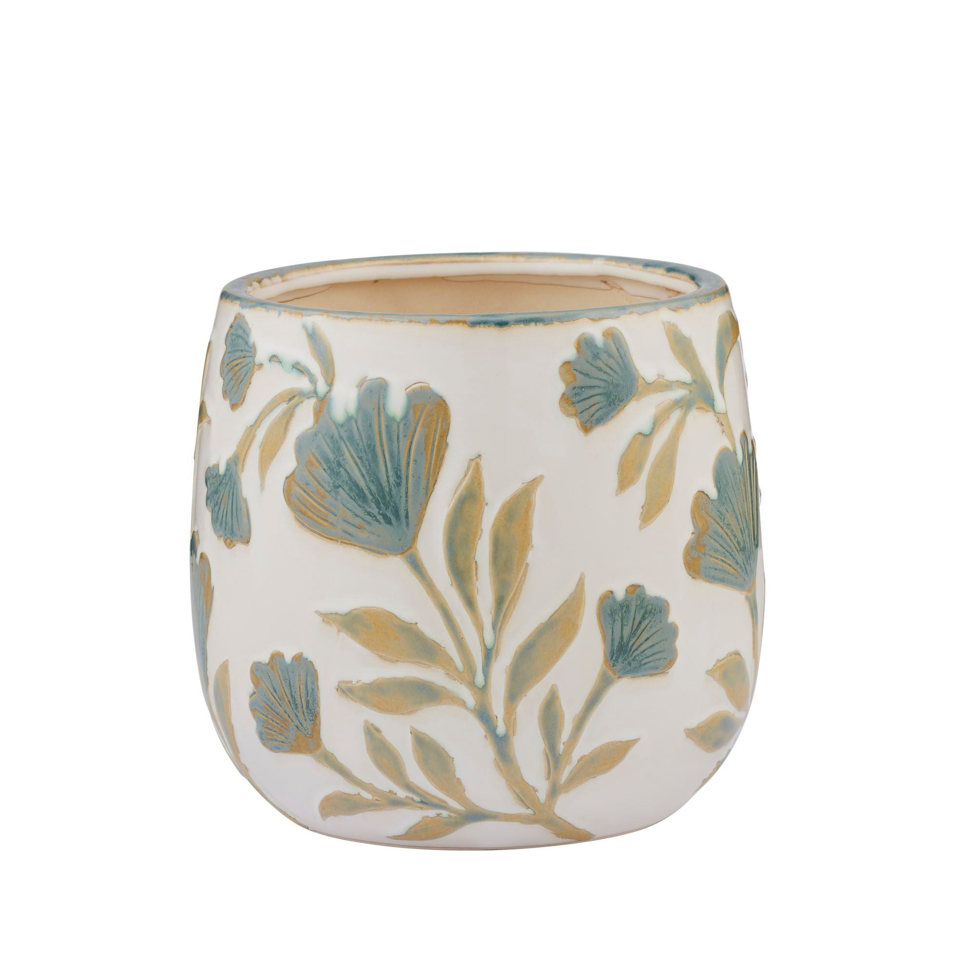 Coast To Coast Anchal Ceramic Pot 20.5x19cm Blue/Olive