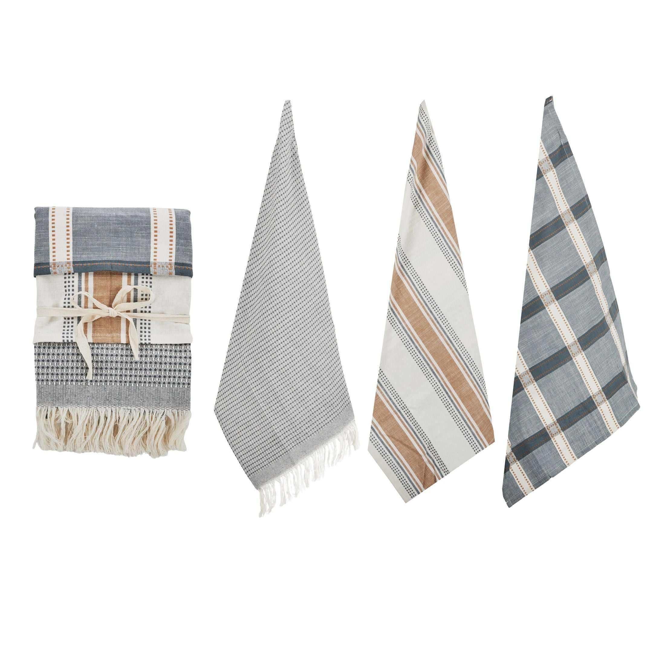Assemble Maye Set of 3 Cotton Tea Towels Blue