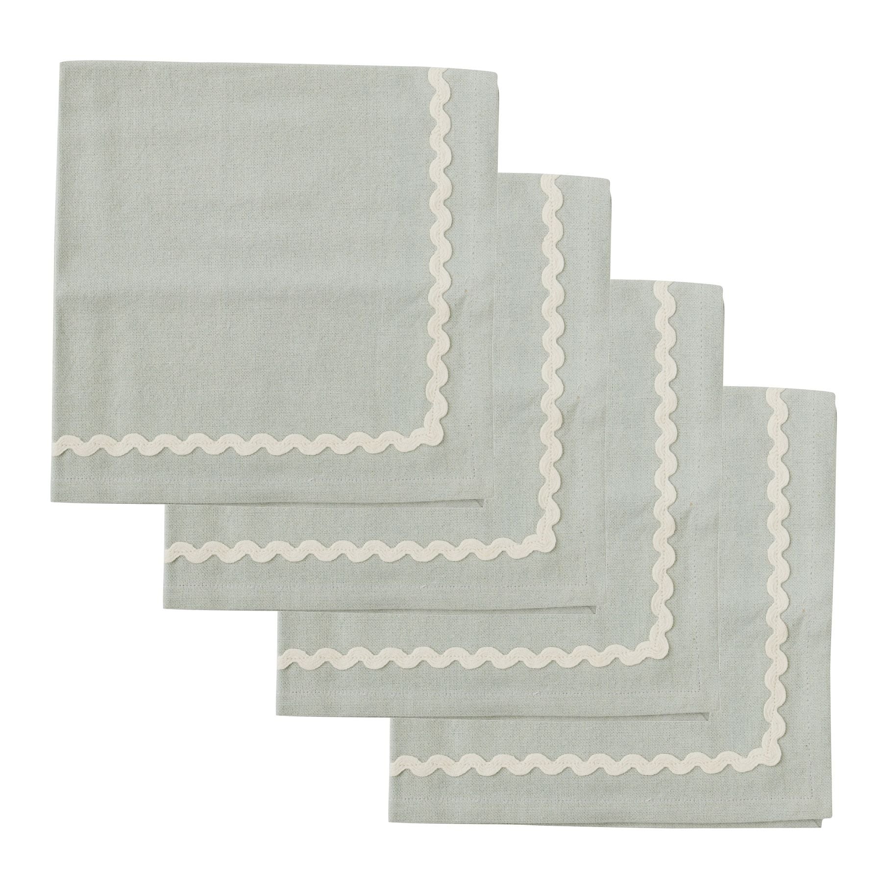 Assemble Orla Set of 4 Cotton Napkins Mist/Ivory
