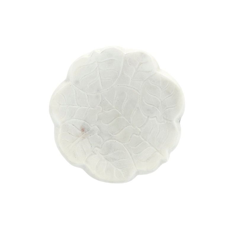 Coast To Coast Marble Leaf Trinket Bowl White