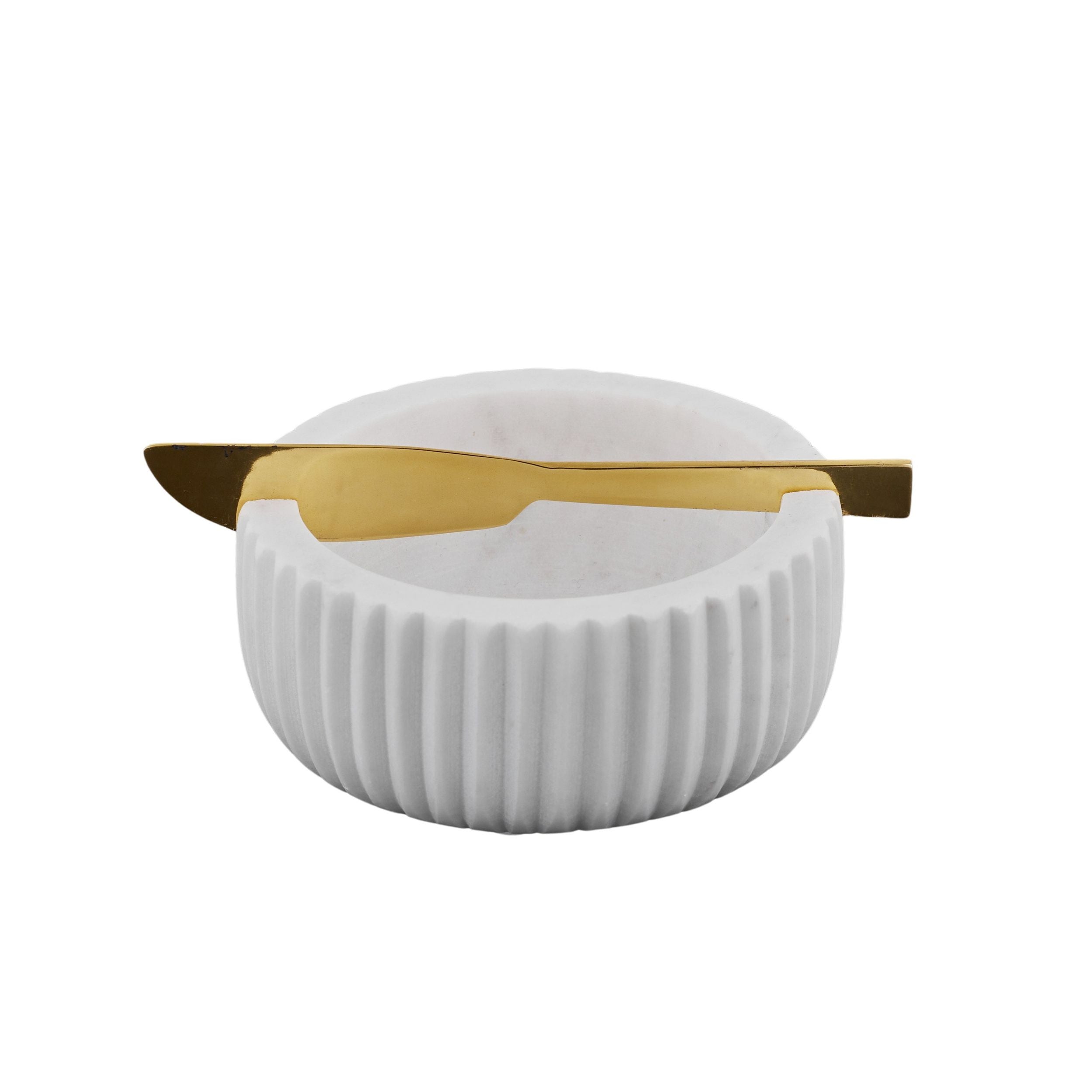 Assemble Mara 2pc Marble Serving Bowl White