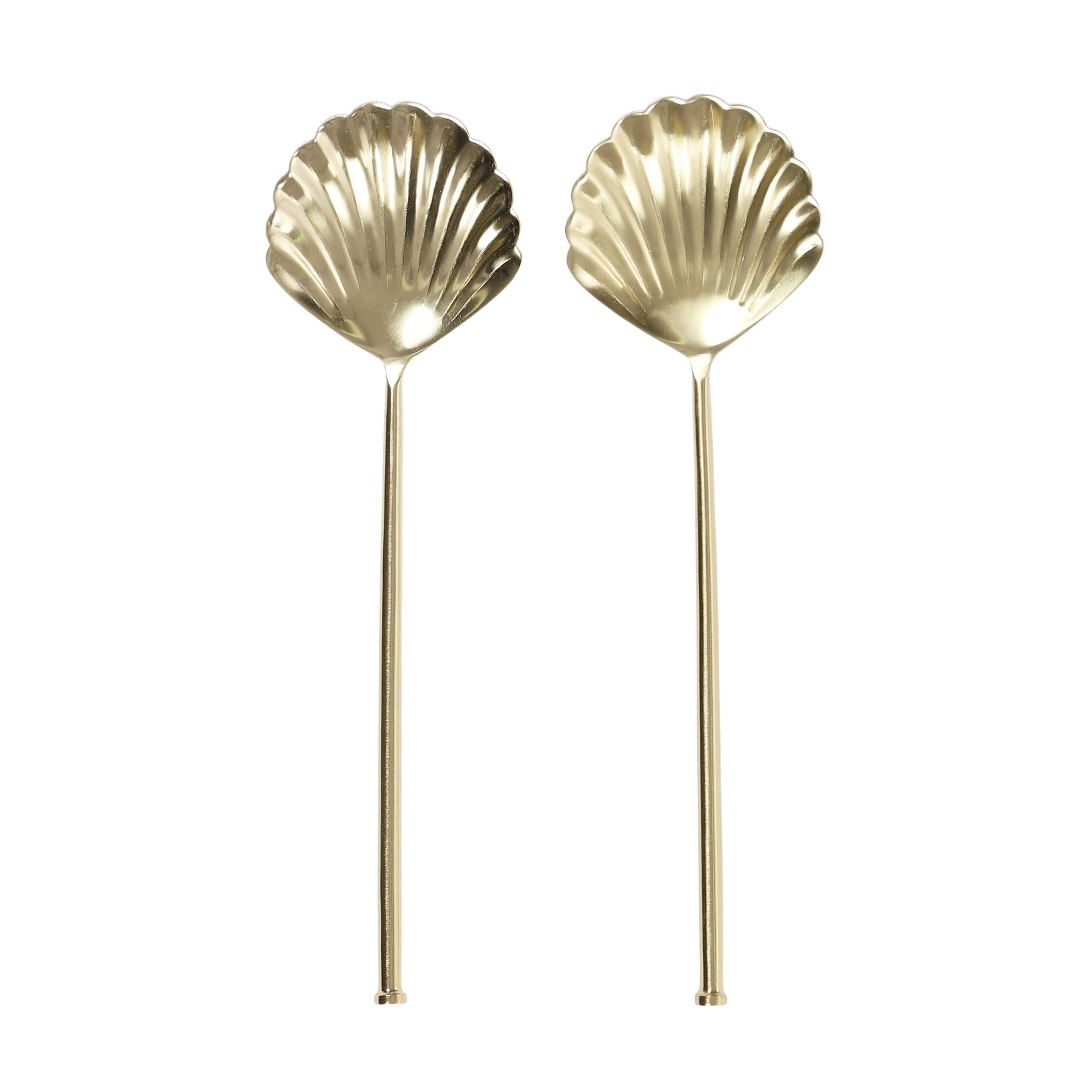 Assemble Clam Set of 2 Stainless Steel Salad Servers Gold