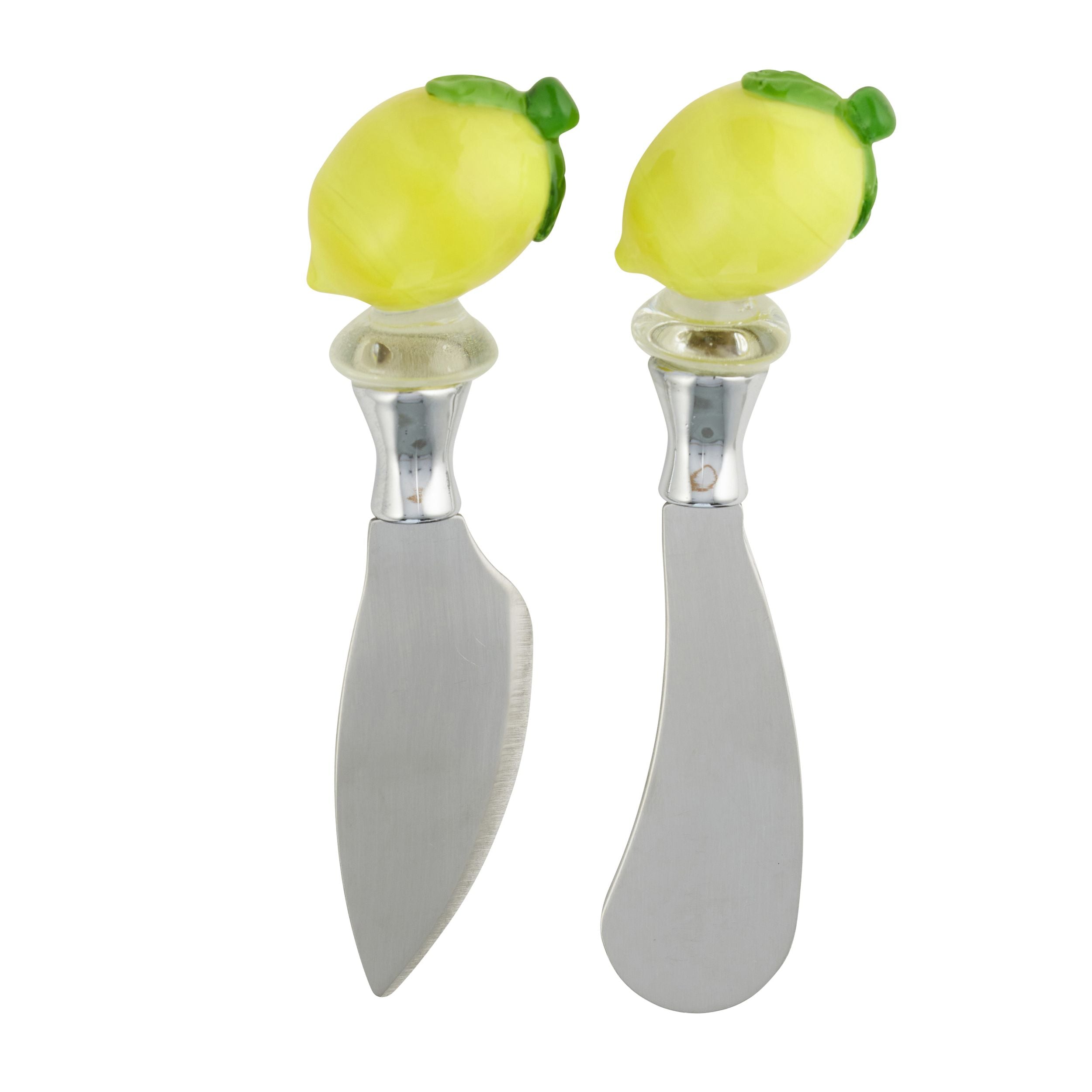 Assemble Lemon Set of 2 Glass/Metal Cheese Knife