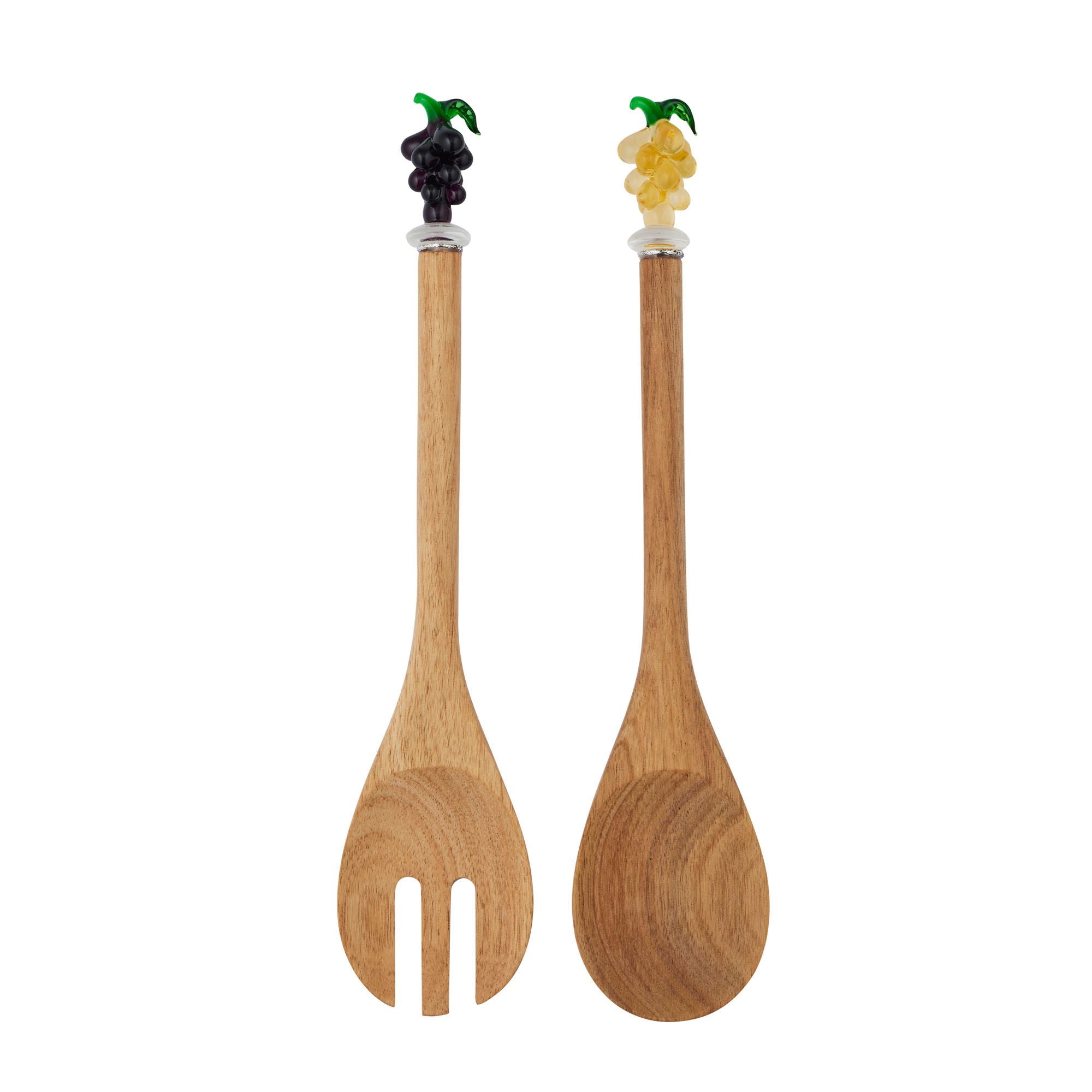 Assemble Vino Set of 2 Wood/Glass Salad Servers