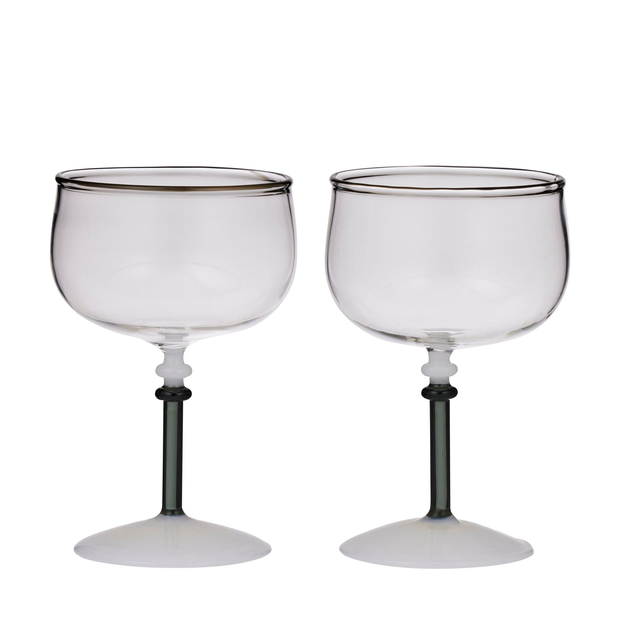 Assemble Mono Set of 2 Wine Glass Black/White